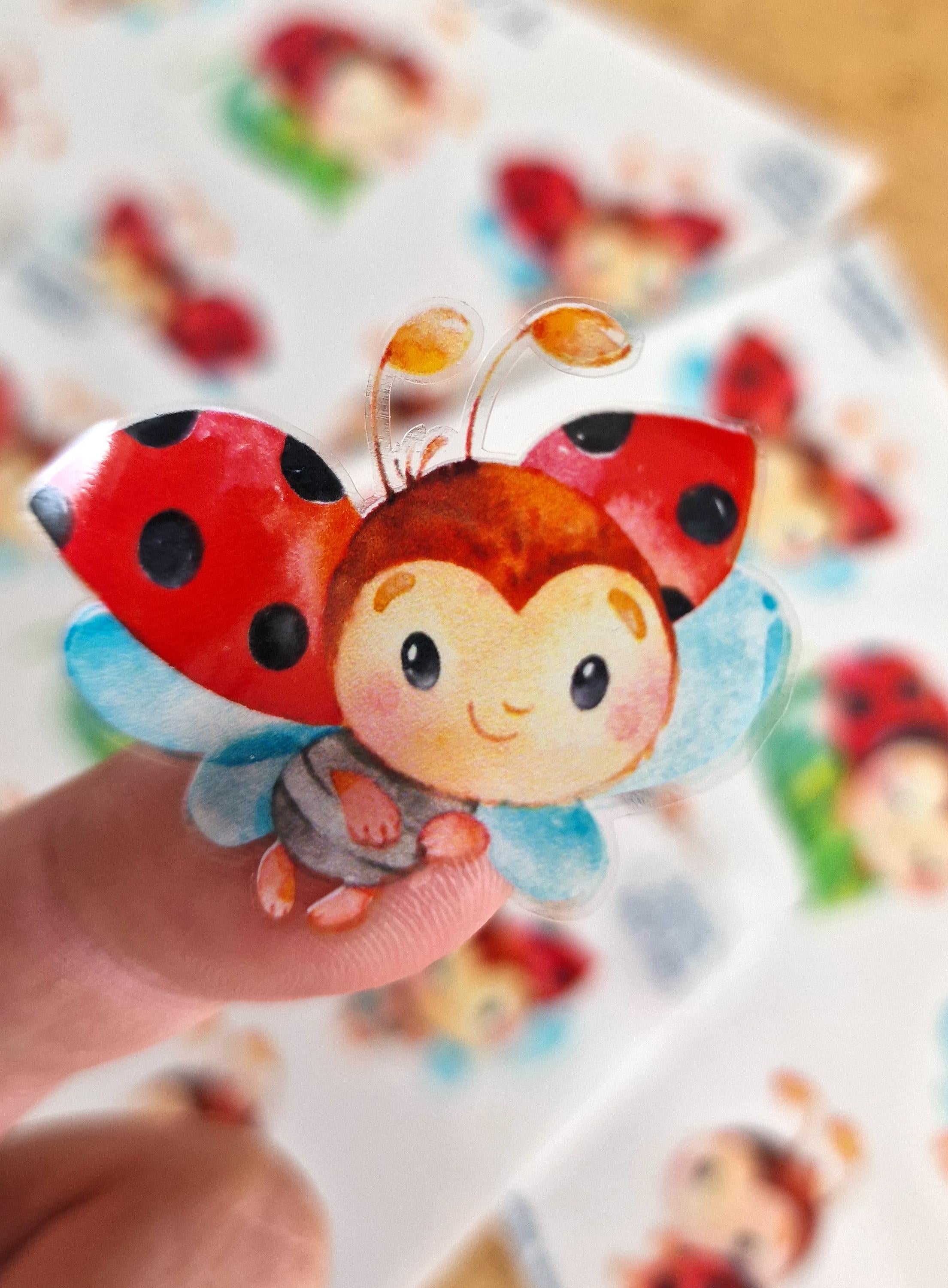 Sticker Marienkäfer wasserfest – spülmaschinenfest – für Brotdose, Flasche, Helm – optional mit Übertragungsfolie – Stickers