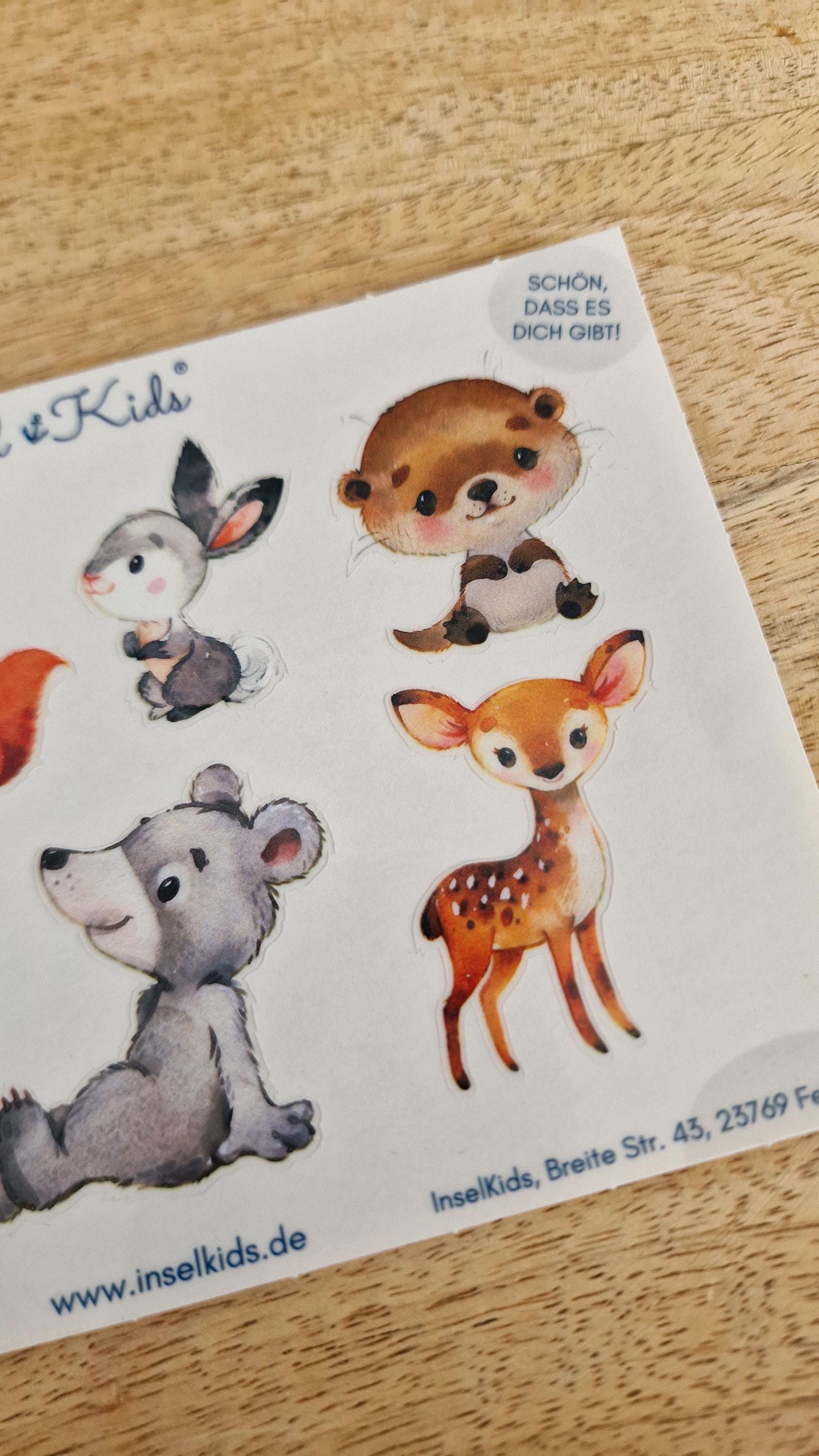 Waldtiere Sticker für – wasserfest & spülmaschinenfest – Aufkleber für Brotdose, Flasche, Fahrrad – Einschulung Kita – Stickers