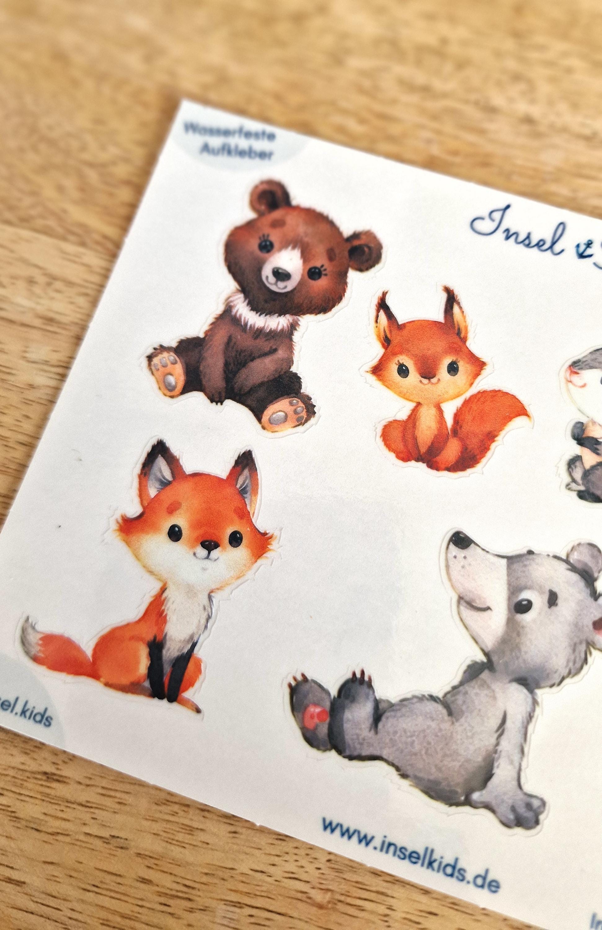 Waldtiere Sticker für – wasserfest & spülmaschinenfest – Aufkleber für Brotdose, Flasche, Fahrrad – Einschulung Kita – Stickers