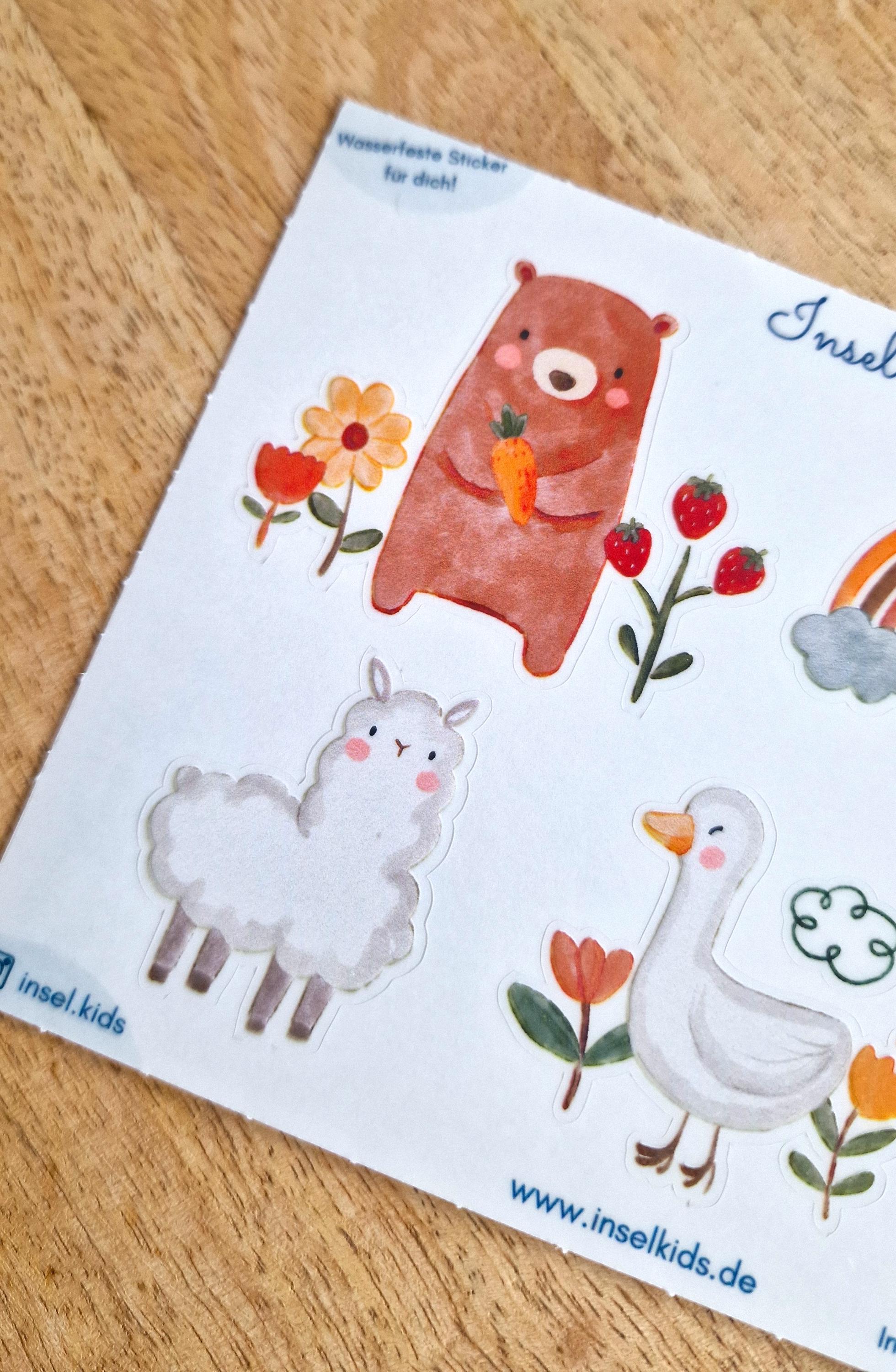 Boho Sticker für – Bär, Regenbogen, Sonne – wasserfest & spülmaschinenfest – für Brotdose, Flasche und Fahrrad – Stickers