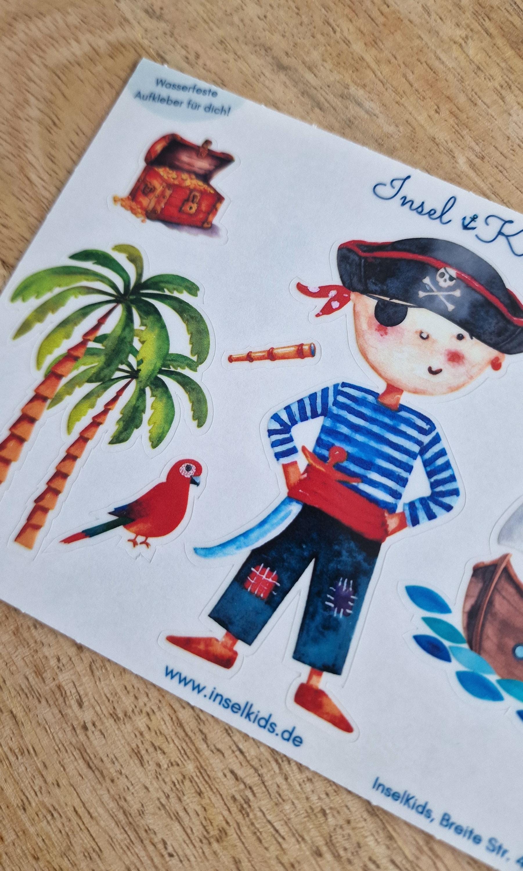 Piraten Sticker für – wasserfest & spülmaschinenfest – Aufkleber für Brotdose, Kita, Flasche – Geschenk Einschulung – Stickers