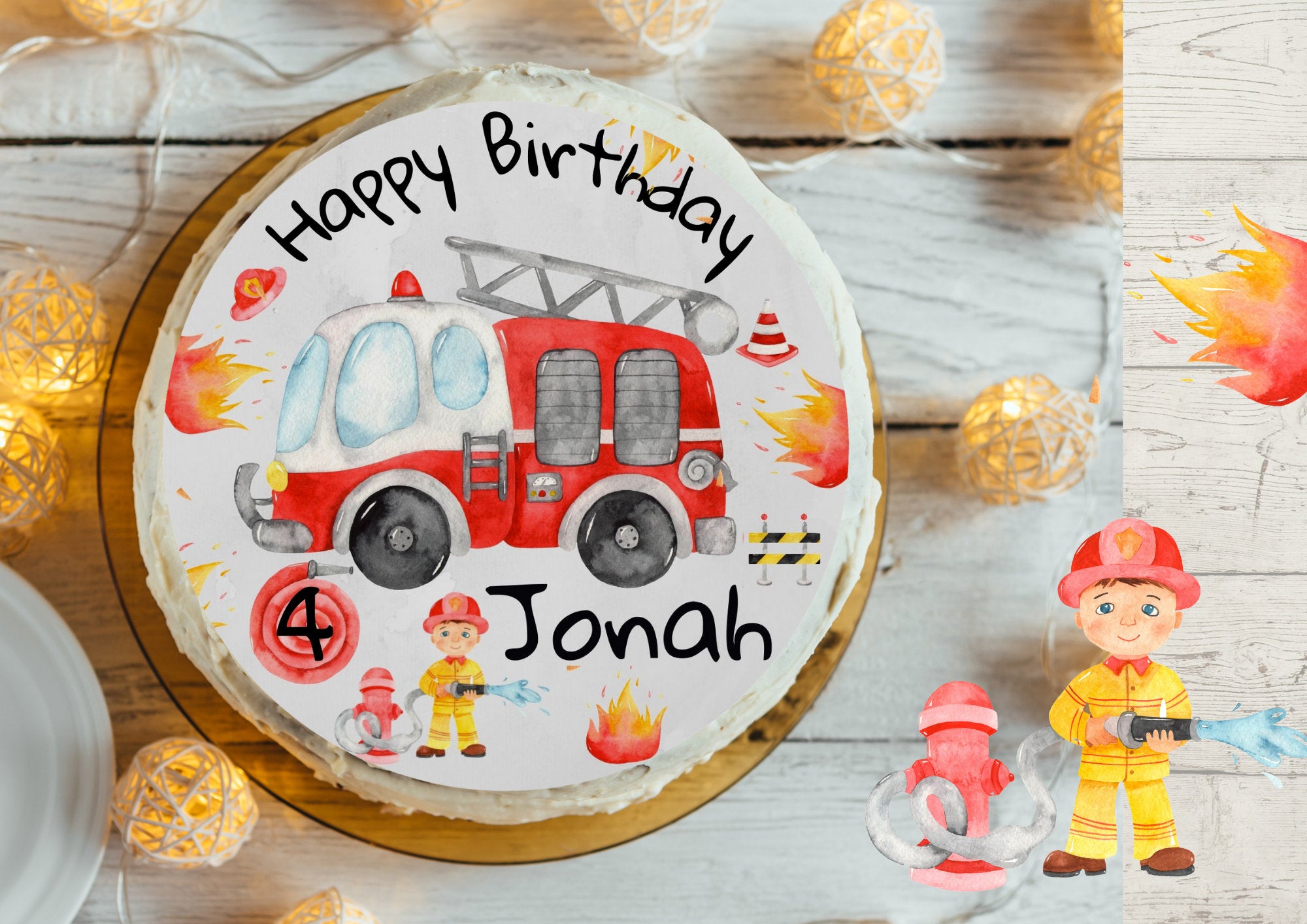 Tortenaufleger Fondant Geburtstag Feuerwehr Rettungsfahrzeug Feuerwehrmann Cake Topper Geburtstagstorte – Party Decor
