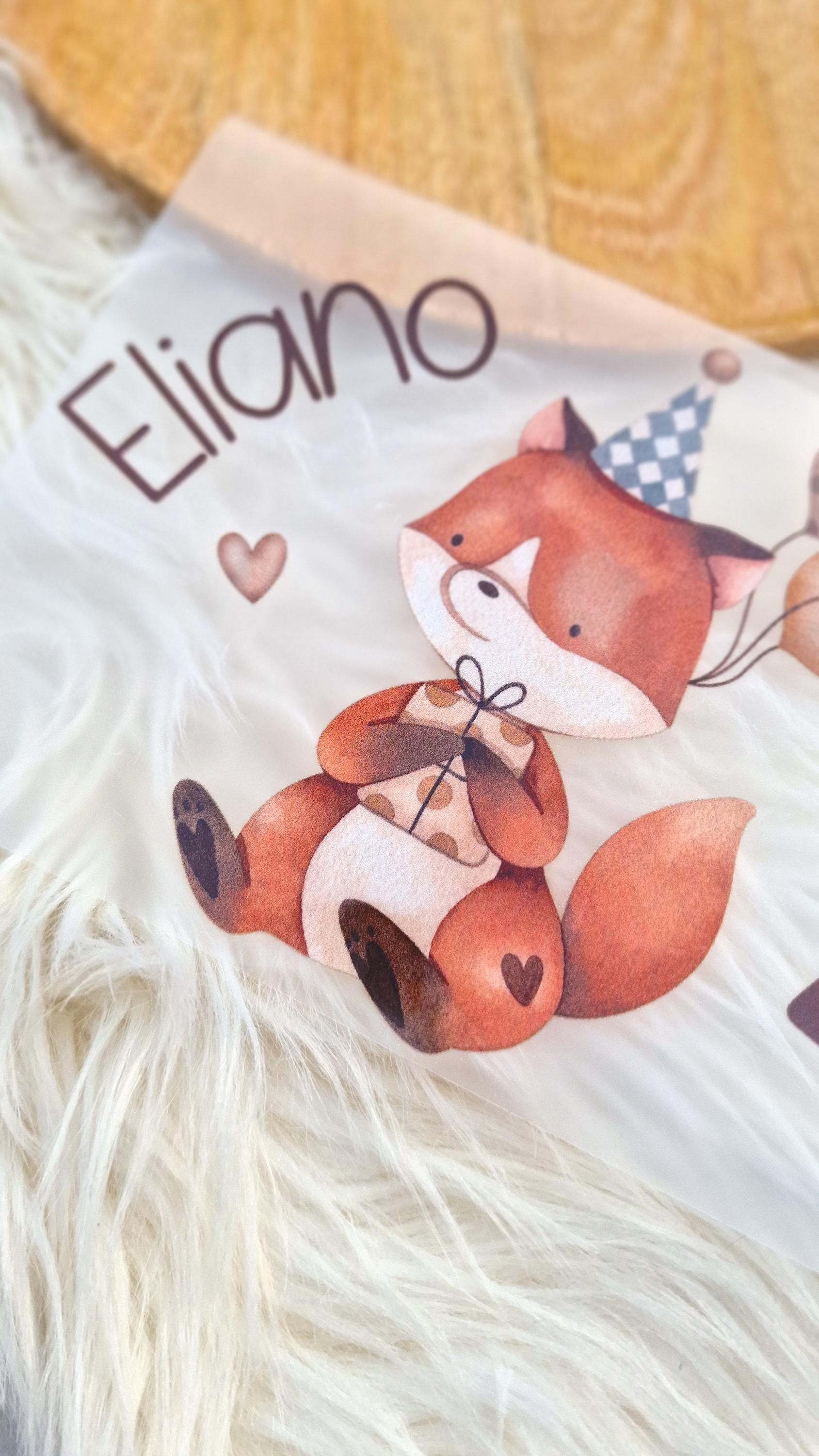 Bügelbild für bunte Stoffe mit Wunschname und Alter personalisiert Fuchs Geburtstagsshirt Waldtiere Party Luftballon