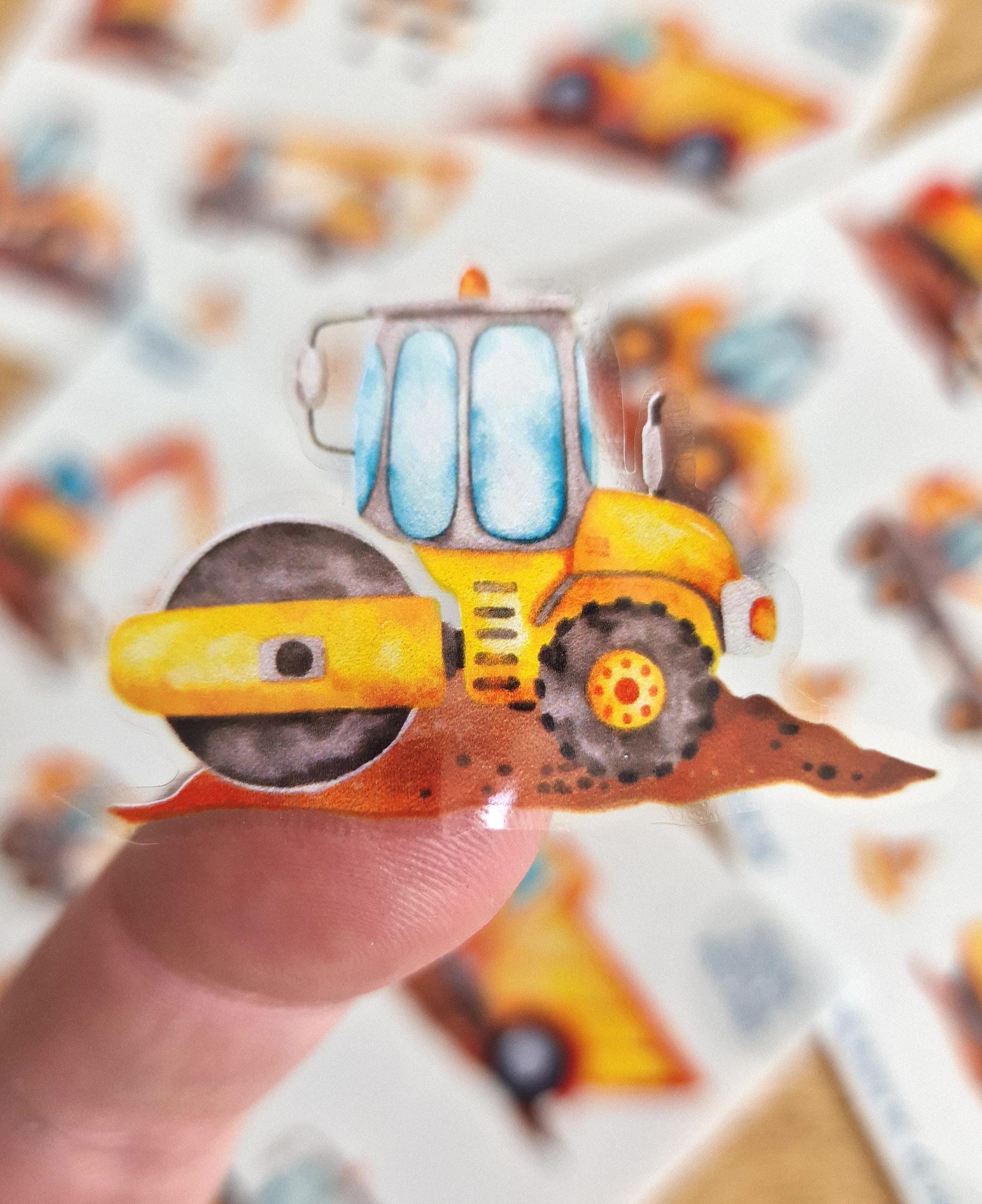 Baustellen-Sticker Set – Bagger, Traktor & Kipplaster – wasserfest und spülmaschinenfest – für Brotdose, Flasche und Helm – Stickers