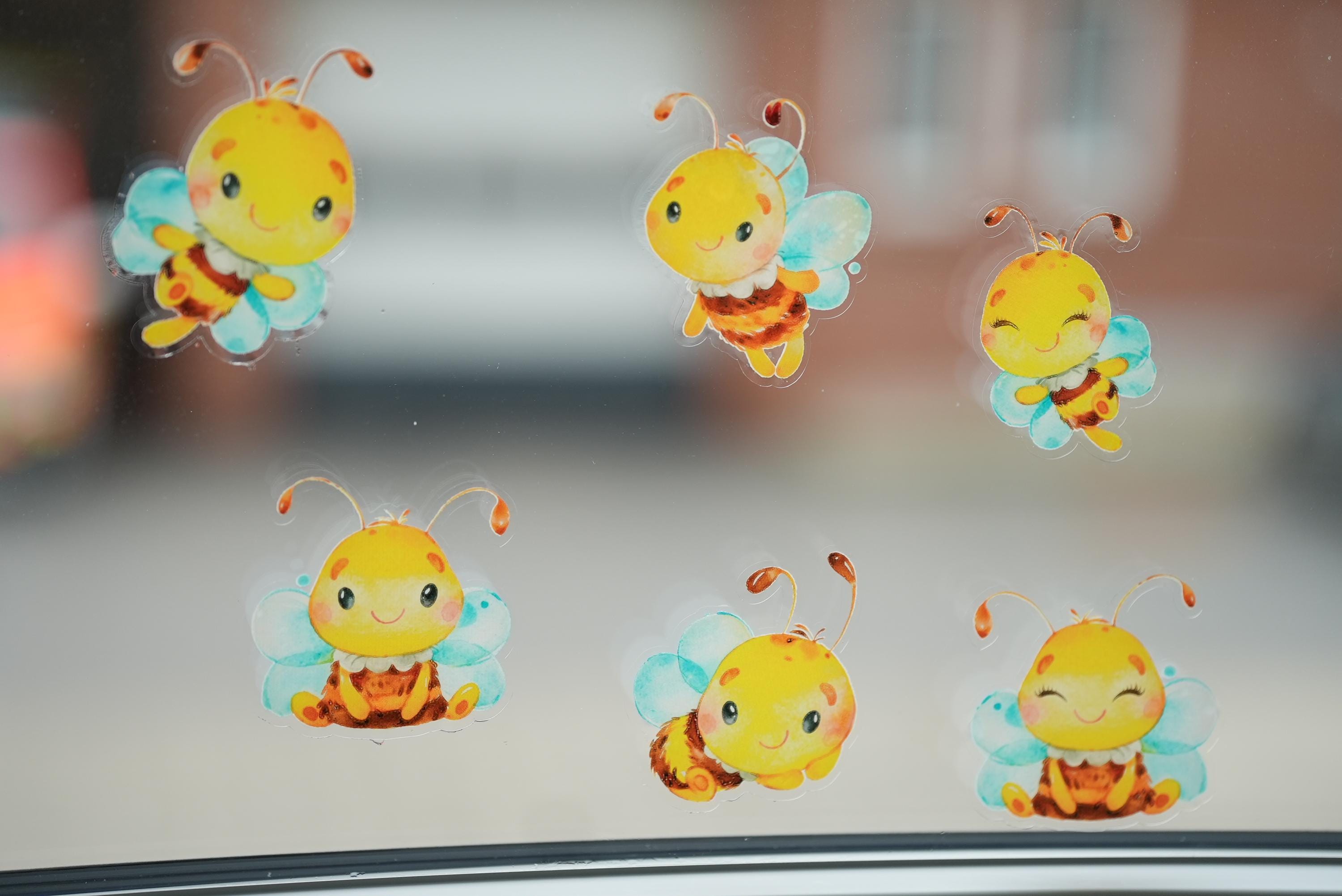 Fensterbild Bienen für zimmer – wiederverwendbar & statisch haftend – fröhliche Frühlingsdeko ohne Kleber –