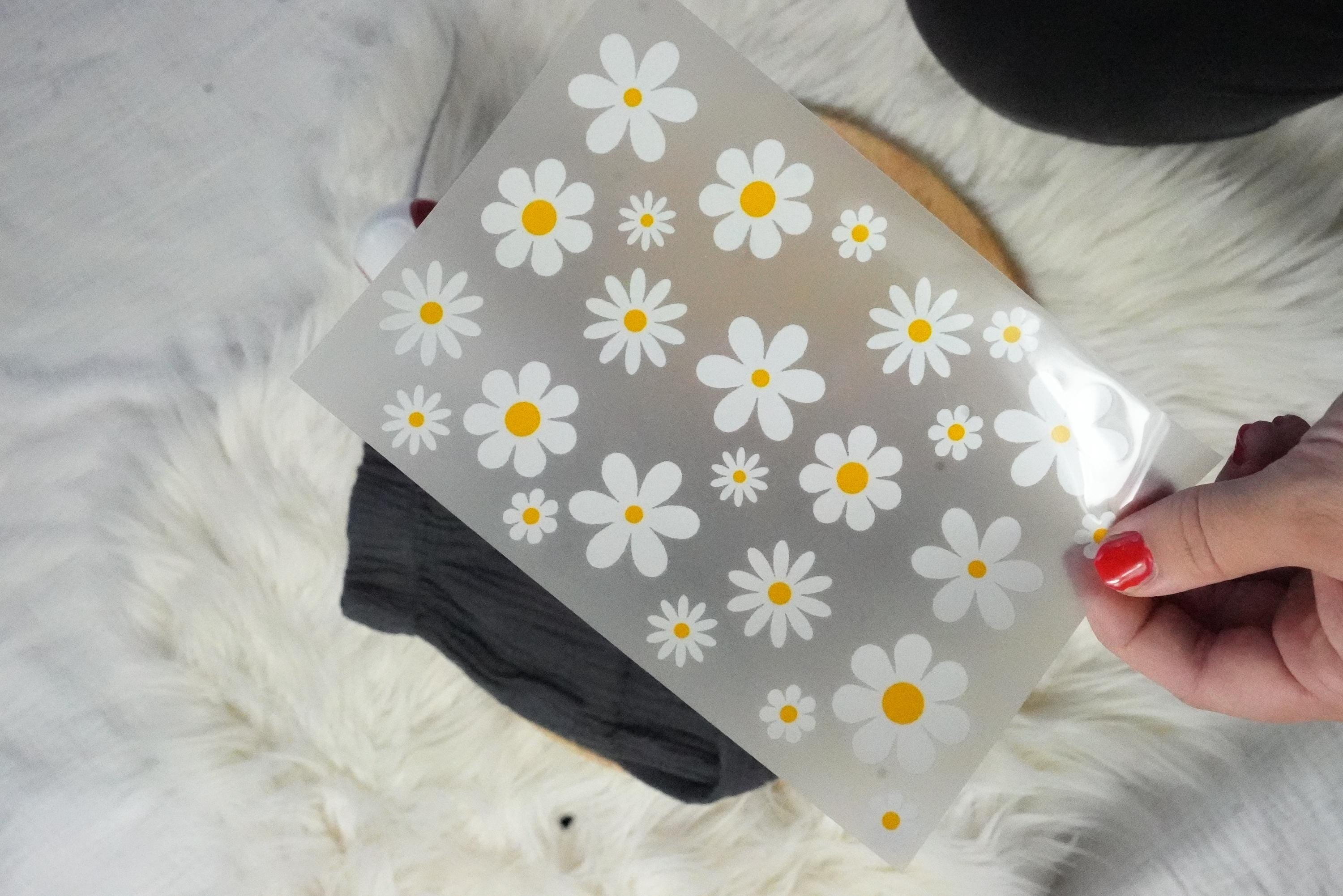 Bügelbilder Blumen Set – Gänseblümchen für Kleidung & DIY – 25 Motive in A4/A5 – Aufbügler zum Verzieren von Shirts, Taschen, kleidung – Appliques & Patches