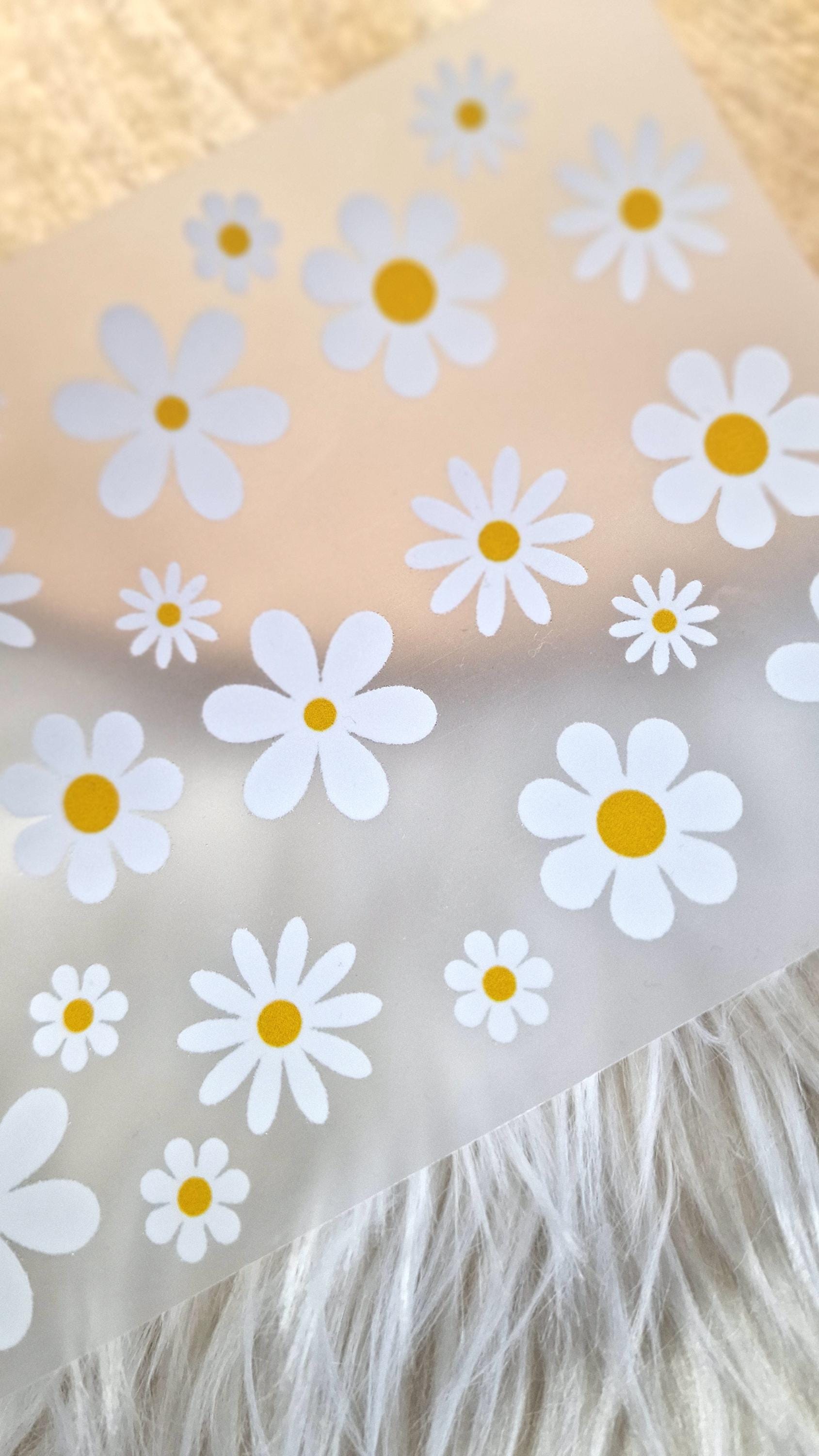 Bügelbilder Blumen Set – Gänseblümchen für Kleidung & DIY – 25 Motive in A4/A5 – Aufbügler zum Verzieren von Shirts, Taschen, kleidung – Appliques & Patches