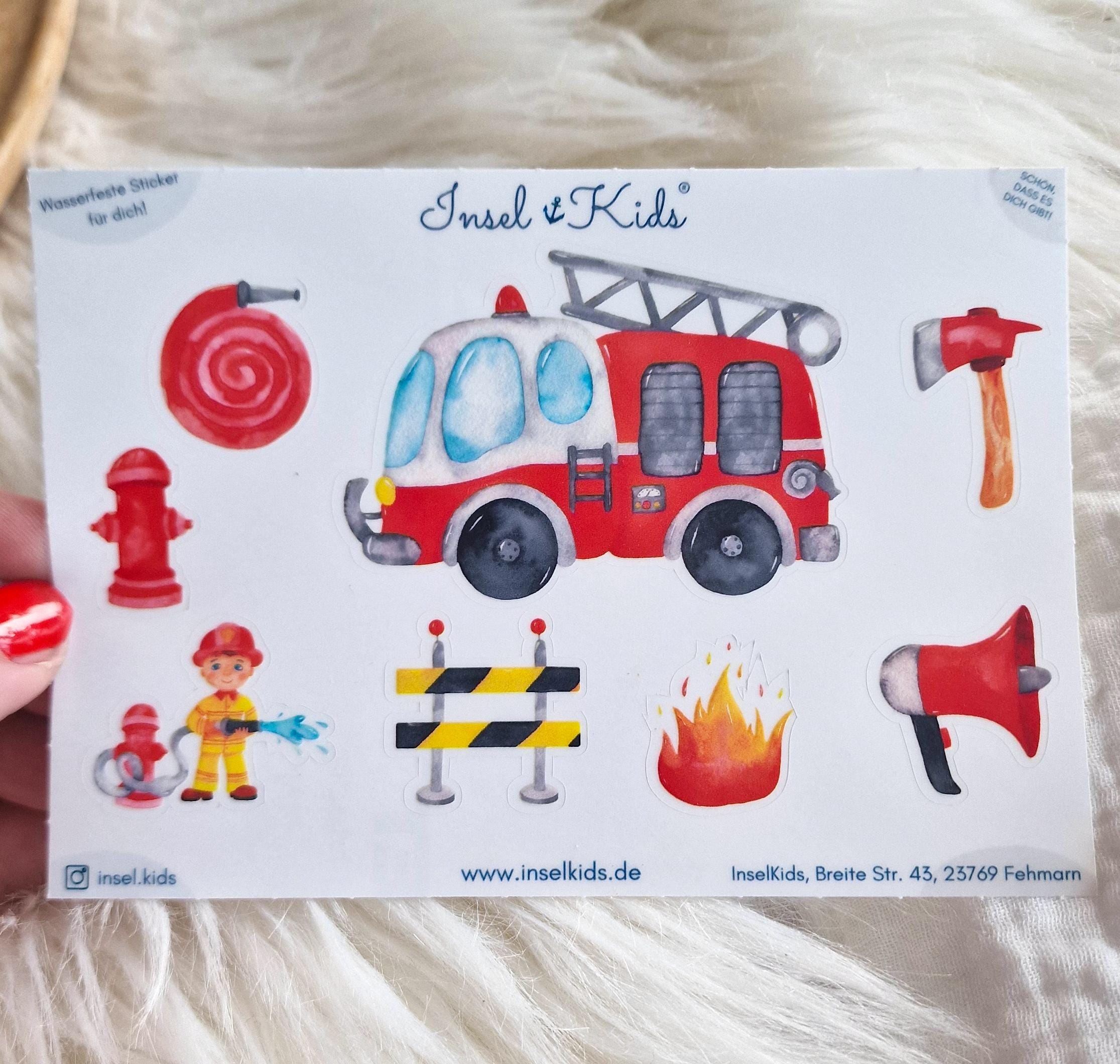 Feuerwehr-Sticker für – wasserfest & spülmaschinenfest – perfekt für Brotdose, Flasche, Helme und Kita. – Stickers