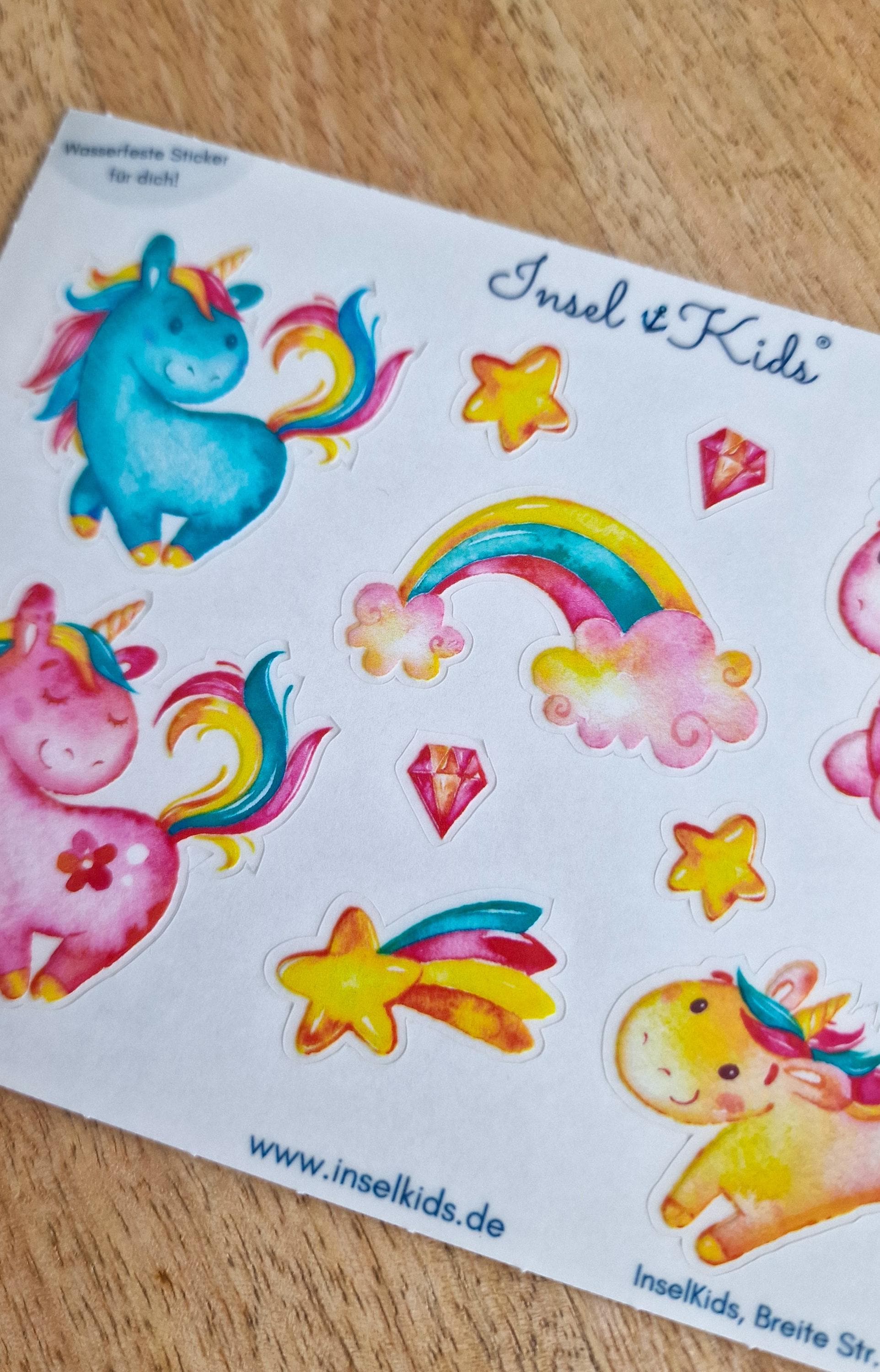Einhorn Sticker Set – wasserfest & spülmaschinenfest – für Brotdose, Flasche, Kita und Schulstart – Vinyl Sticker – Stickers