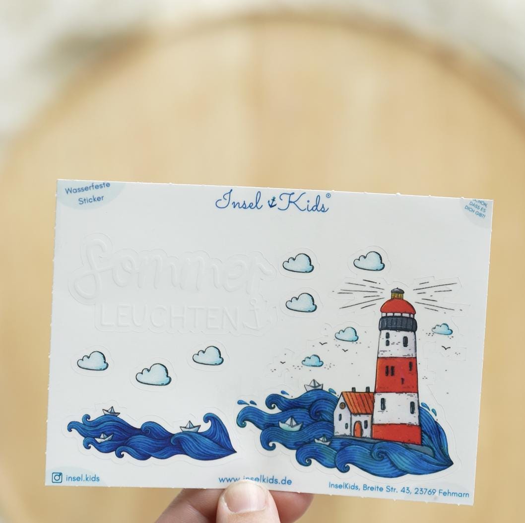 Leuchtturm Sticker Sommer – maritim & wetterfest – für Windlichter, Gläser und DIY Deko – Stickers