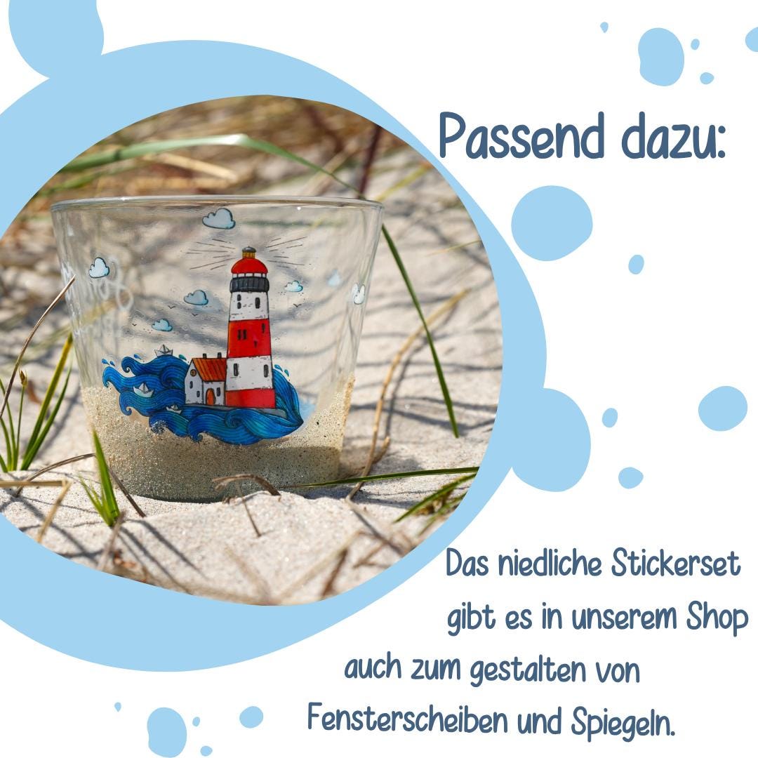 Fensterbild Leuchtturm – statisch haftend & ohne Kleber – maritime Fensterdeko Sommer – für Glastür, Fenster und Ferienhaus –