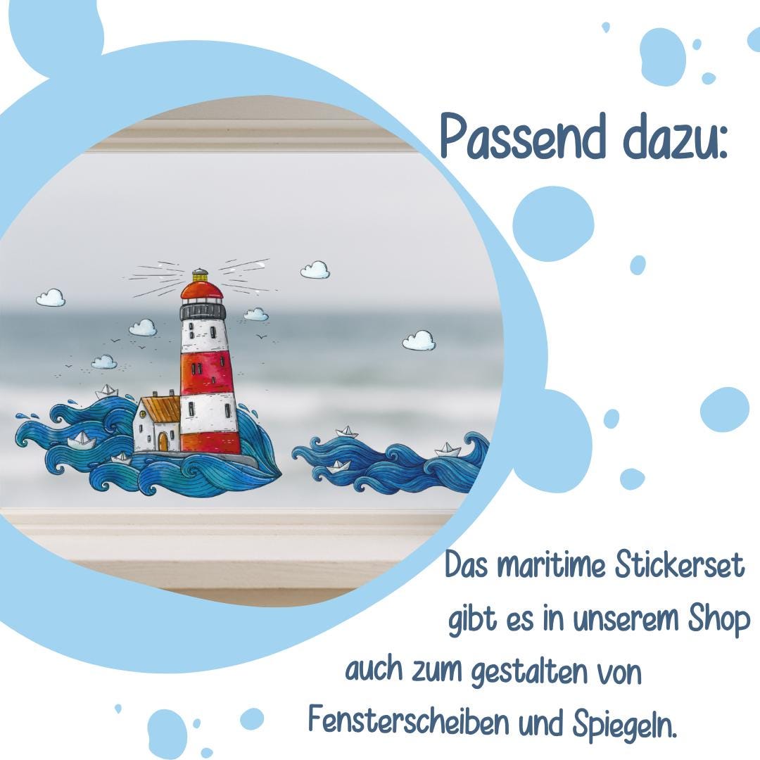 Leuchtturm Sticker Sommer – maritim & wetterfest – für Windlichter, Gläser und DIY Deko – Stickers