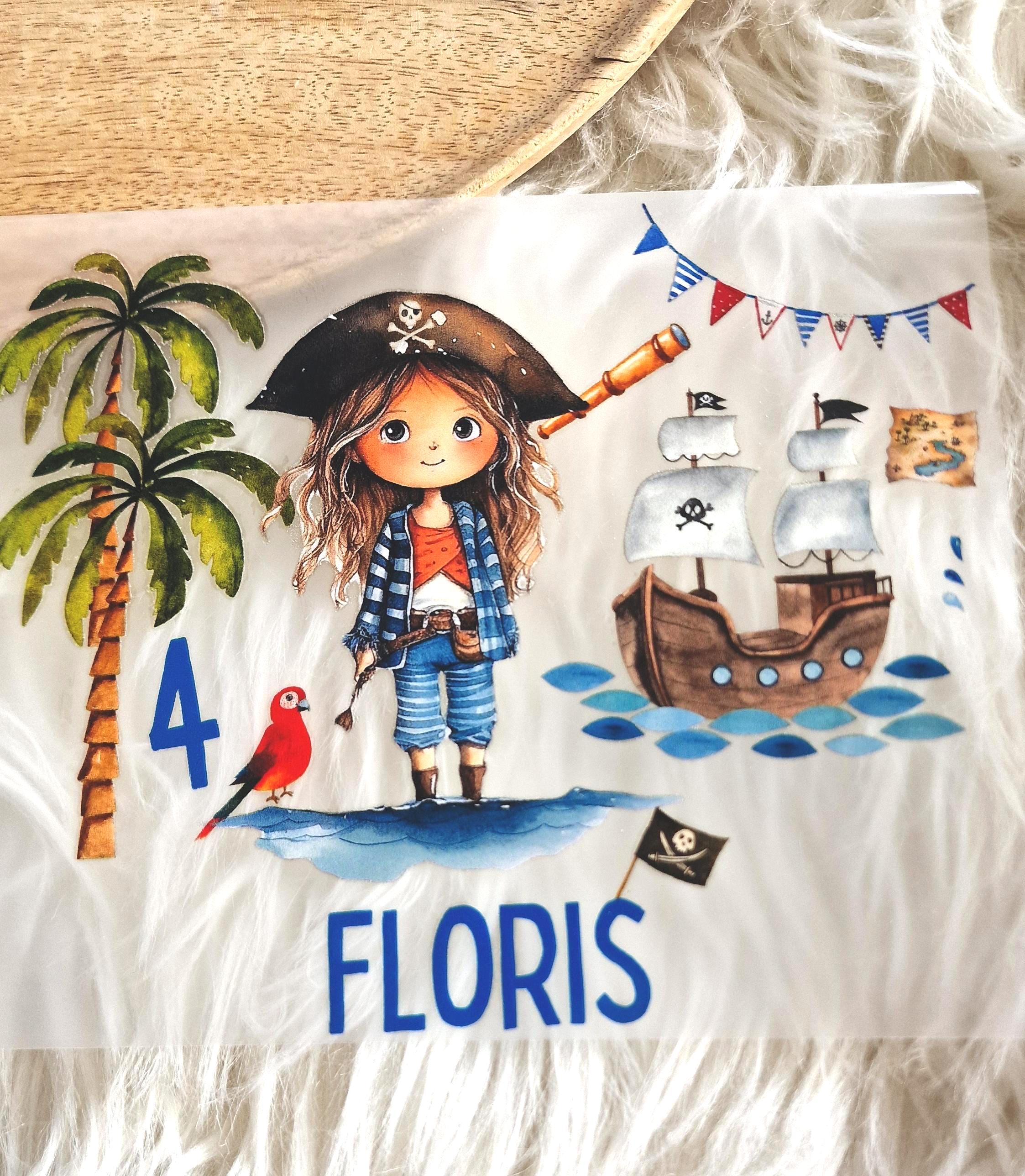 Bügelbild Piraten personalisiert – mit Name & Alter – Geburtstag – Pirat Shirt – geburtstag Bügelbild – Appliques & Patches