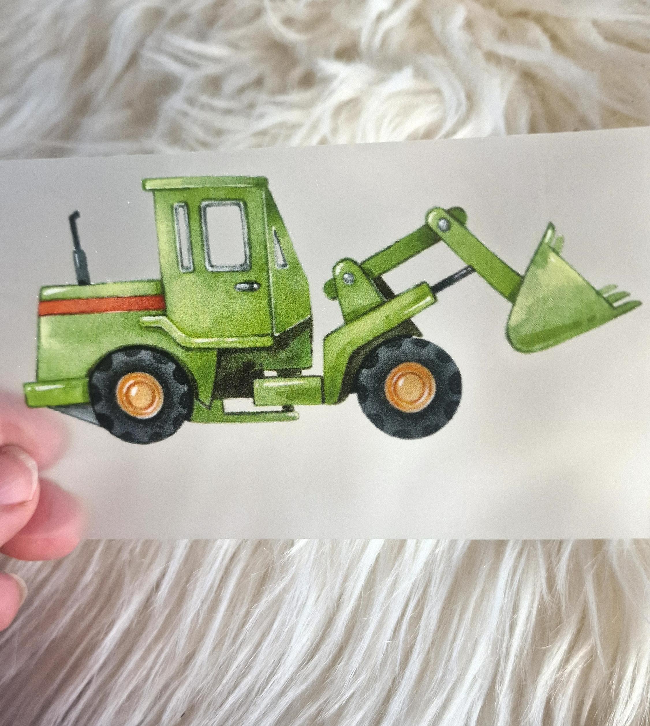 Set Bügelbild Applikation zum Veredeln von Shirts Hosen Kleidung DTF Druck Applizierung Bagger Radlader Baustelle Kipplaster Planierraupe