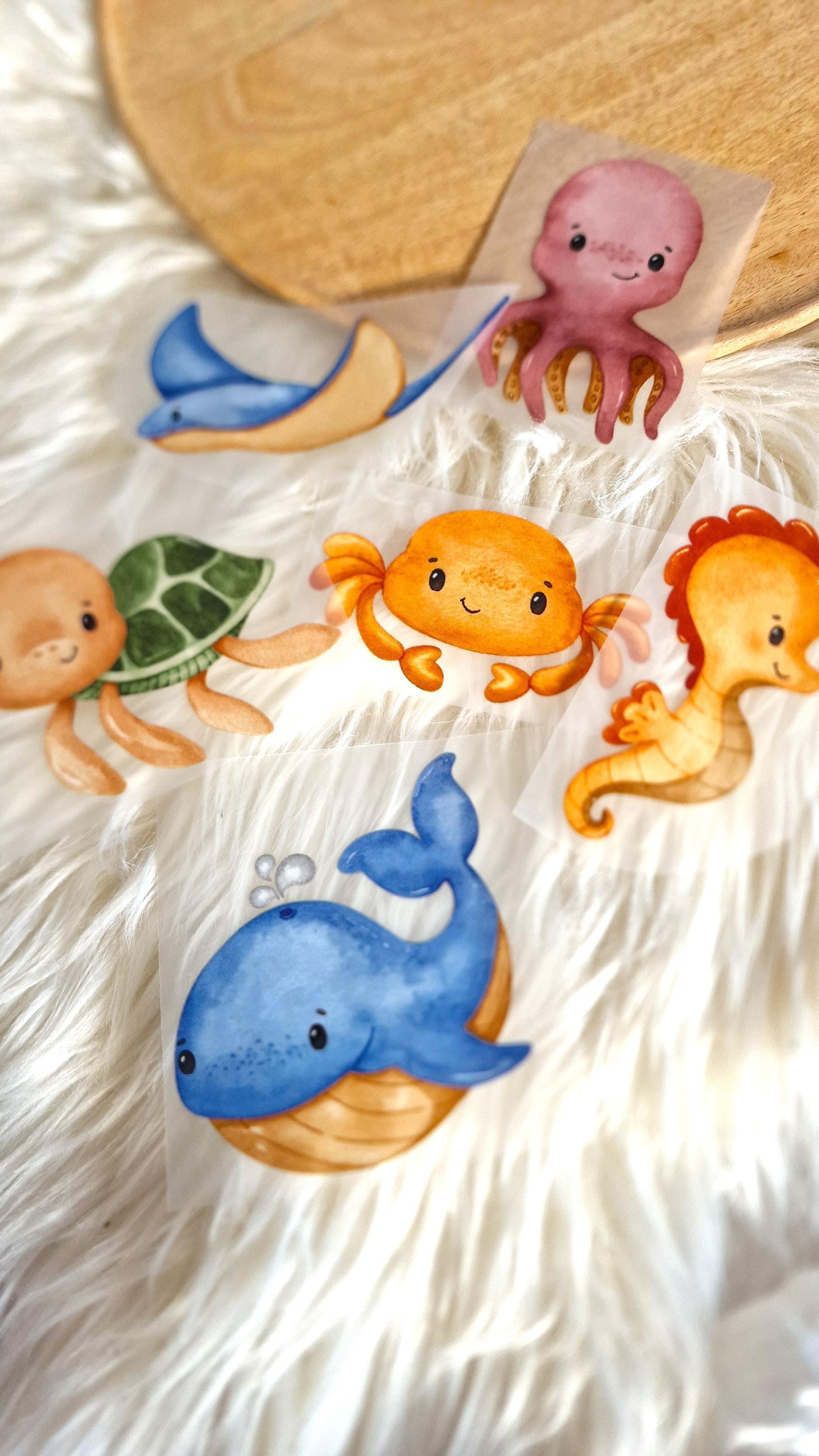 Bügelbild Meerestiere Aufbügler Applikation kleidung Upcycling DIY Hose Tasche personalisiert Geschenk Geburt Taufe – Appliques & Patches