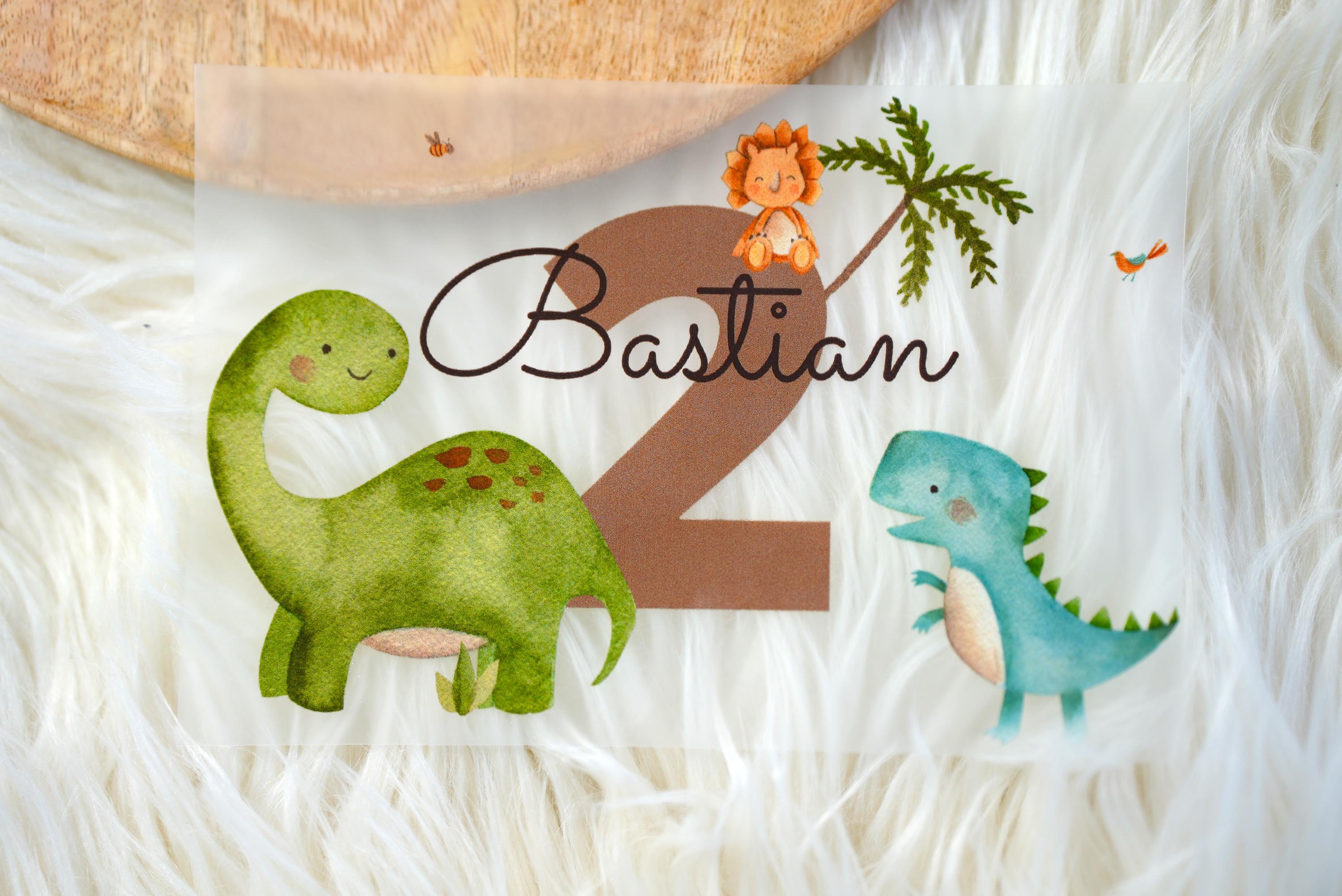 Bügelbild Dino personalisiert mit Name – 1. Geburtstag Shirt n & – pastellfarbenes Dinosaurier Motiv – DIY Aufbügler A5 A4 – Appliques & Patches