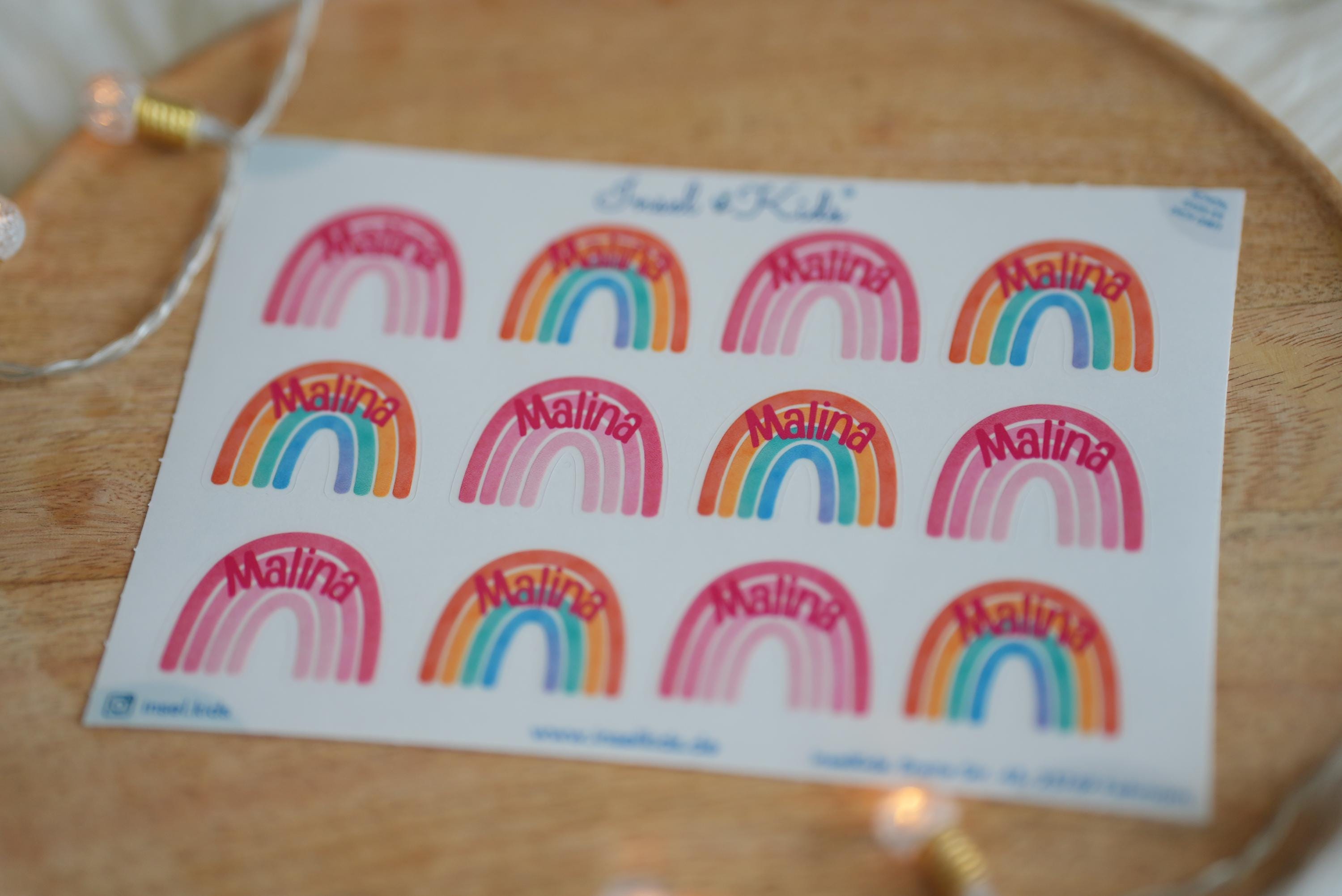 Namensaufkleber Regenbogen – personalisiert & wasserfest – Sticker für Brotdose und Trinkflasche – Einschulung 2025 – Stickers