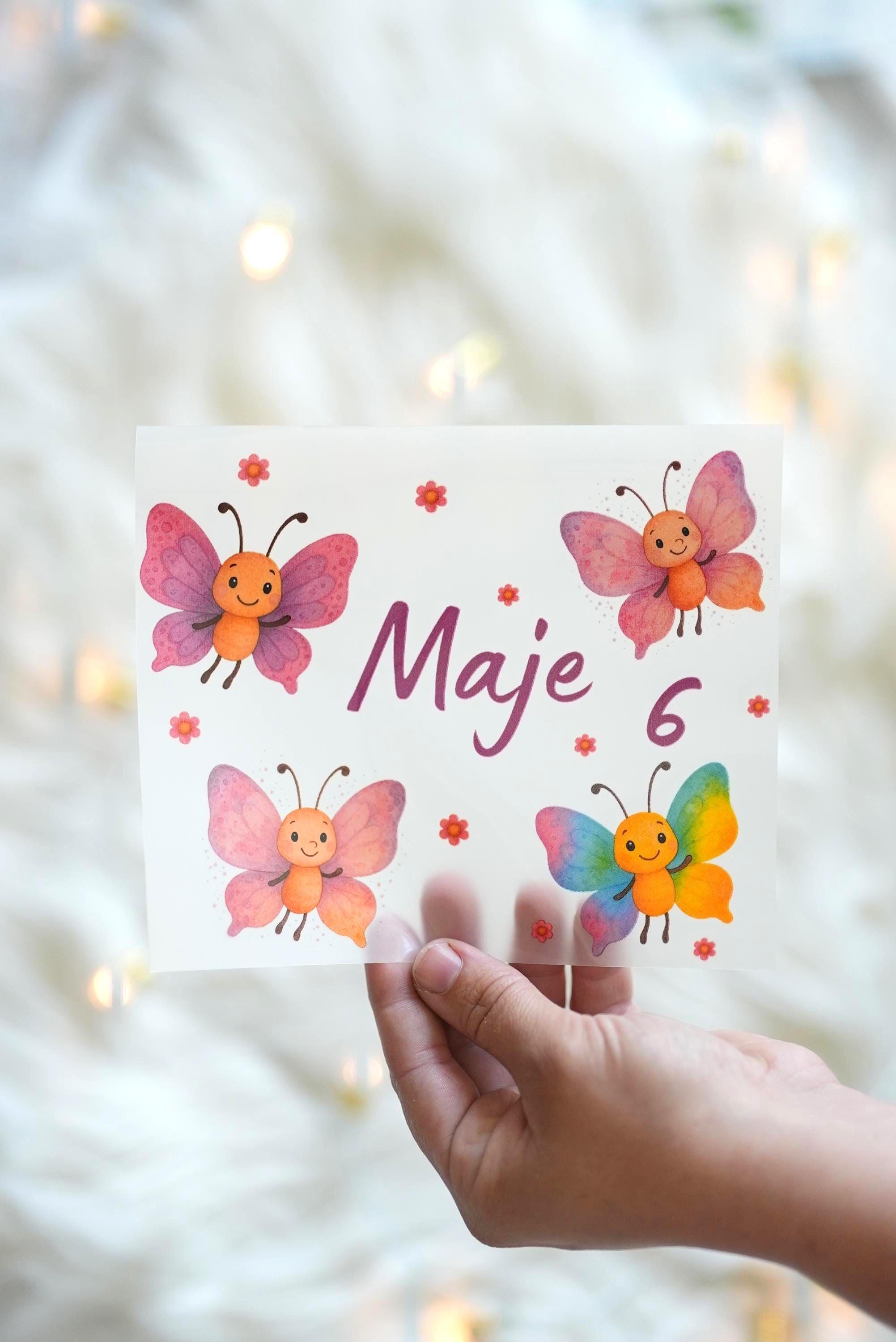 Bügelbild Geburtstag – Schmetterling personalisiert mit Name & Alter – Aufbügler A4 A5 – DIY Shirt Einschulung – Appliques & Patches