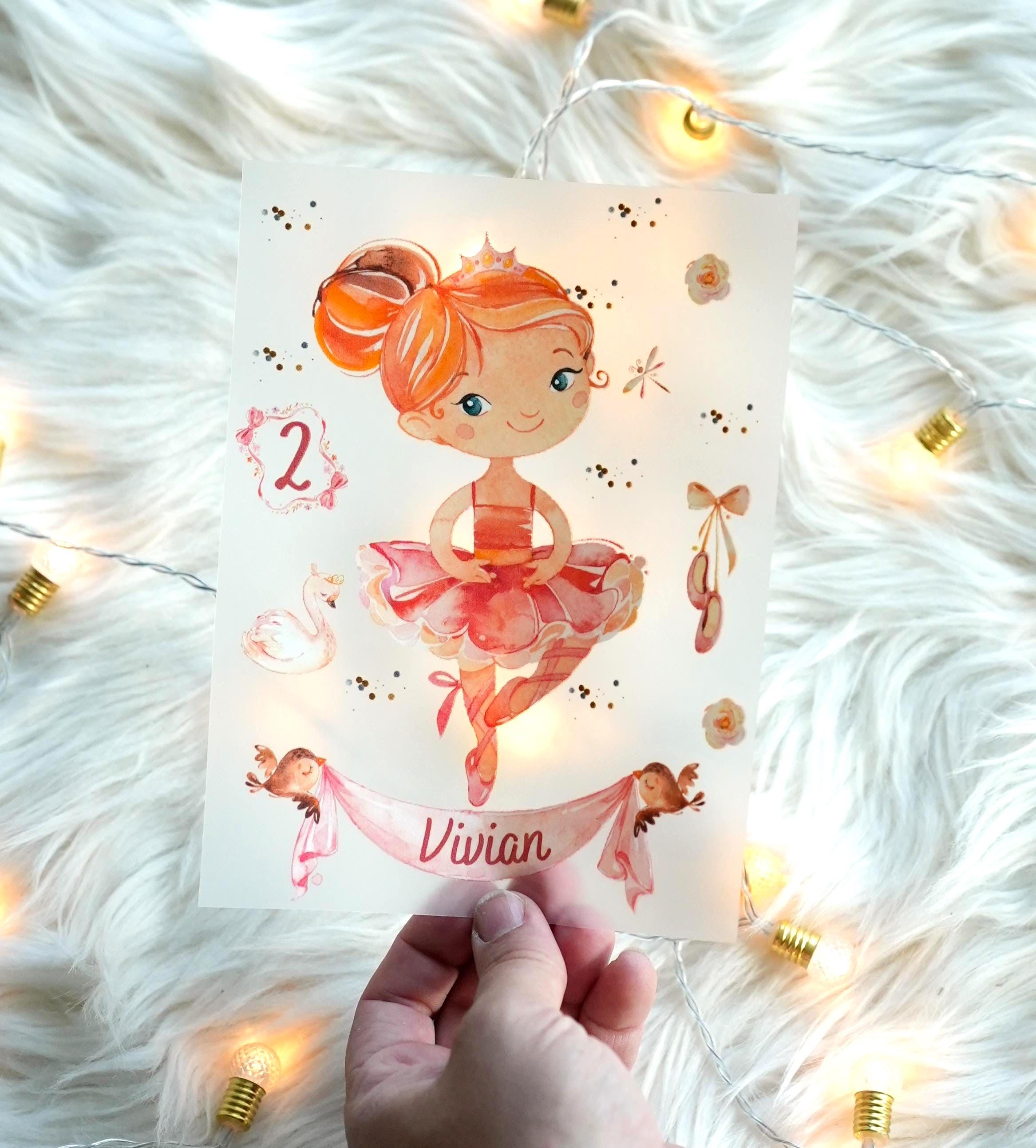 Bügelbild Ballerina mit Name & Zahl – personalisiert für Geburtstagsshirt – Tänzerin Motiv – Aufbügler für – A4/A5 – Appliques & Patches
