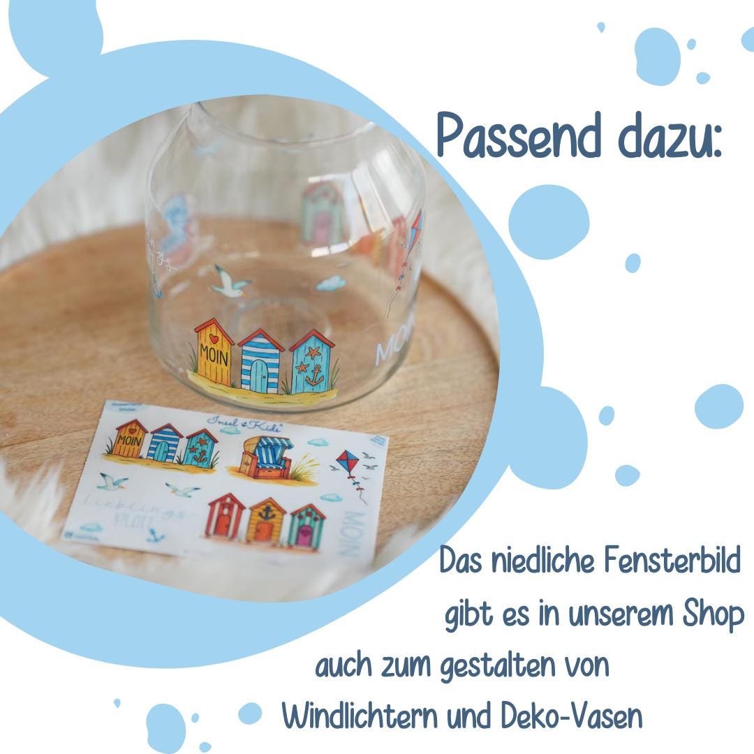 Fensterbild Strandhaus – wiederverwendbar & statisch haftend – maritime Deko Fenster Küche, Bad, Flur, Lieblingsplatz –
