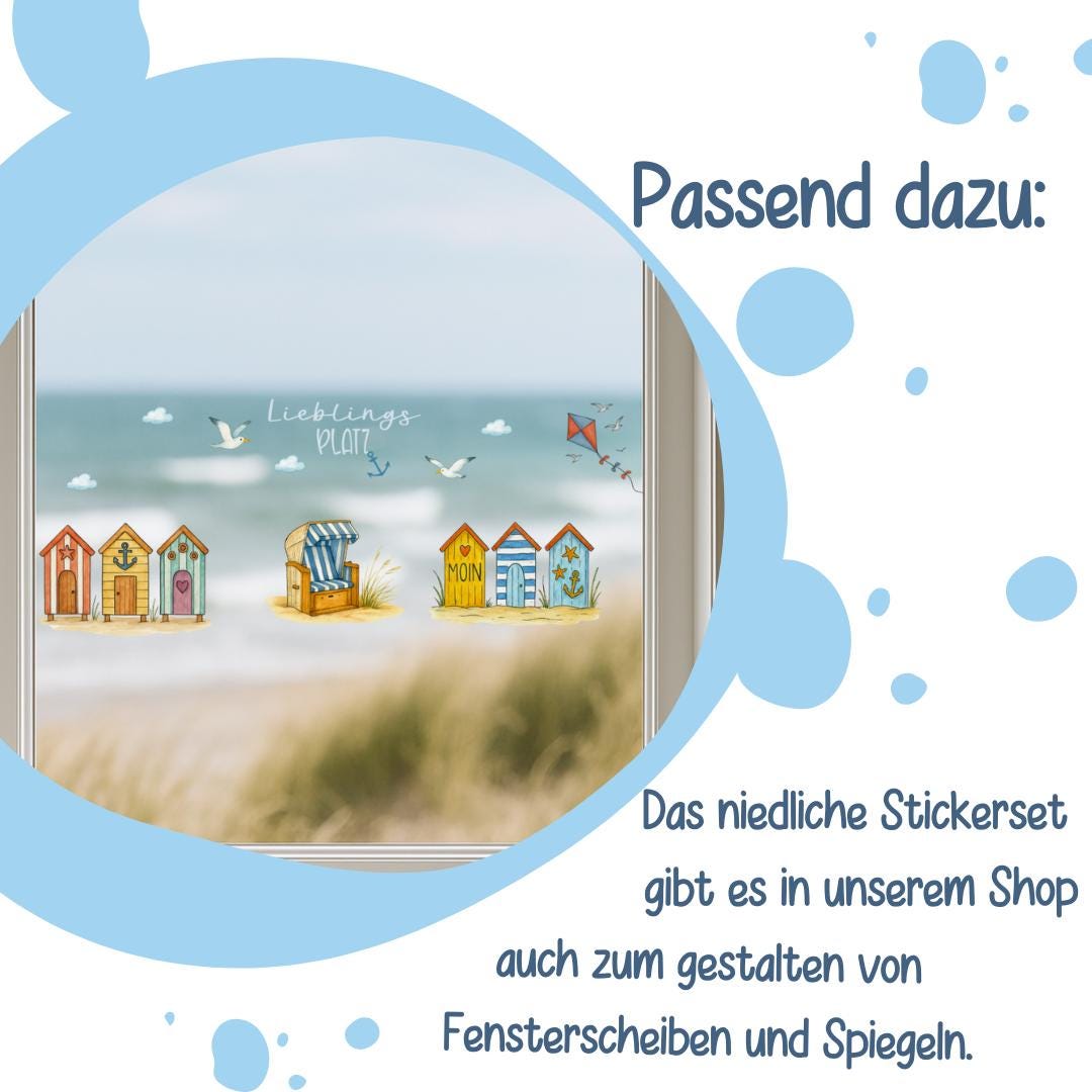 Maritimes Sticker Set Strandhäuschen – wasserfest & spülmaschinenfest – für Windlichter, Gläser, Sommerdeko und DIY – Stickers