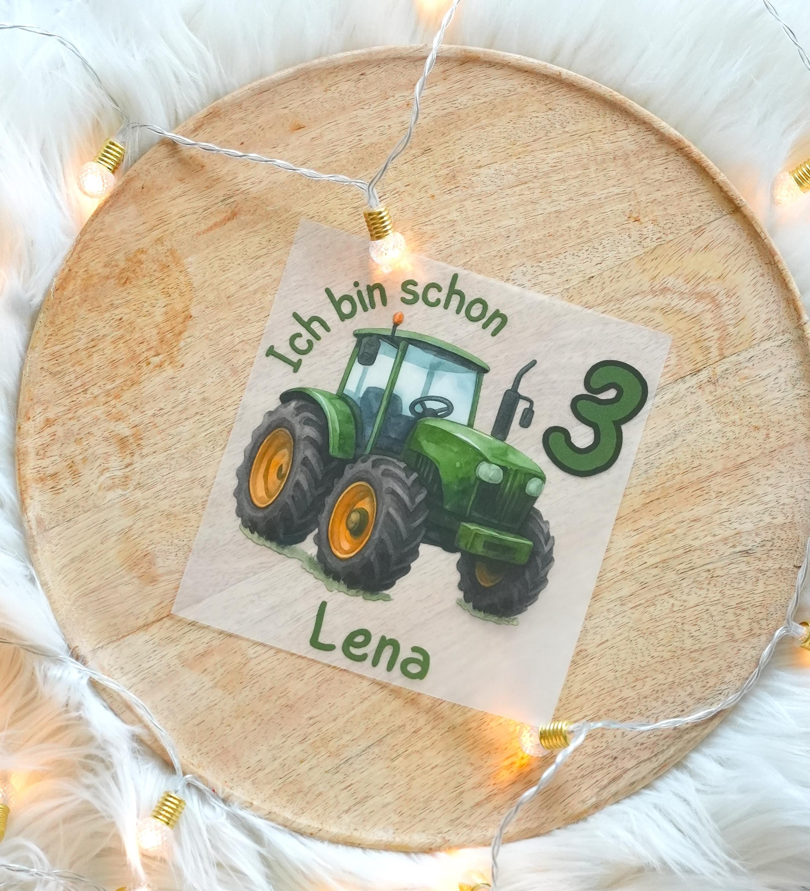Bügelbild Traktor – Ich bin schon… – personalisiert mit Name & Zahl – Geburtstag Aufbügler – A5 oder A4 – Appliques & Patches