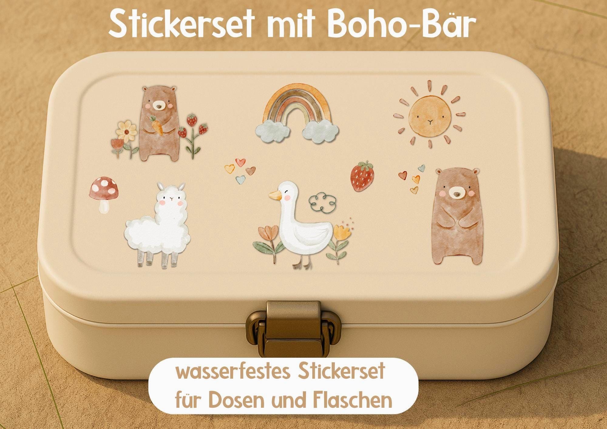 Boho Sticker für – Bär, Regenbogen, Sonne – wasserfest & spülmaschinenfest – für Brotdose, Flasche und Fahrrad – Stickers
