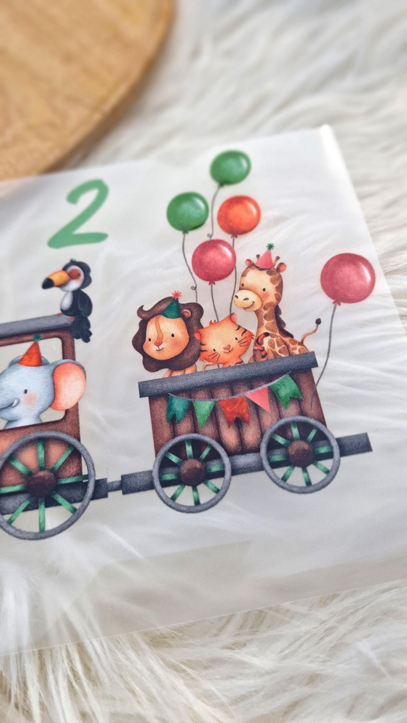 Bügelbild Zug mit Name – Lokomotive & Eisenbahn – personalisiert – für Geburtstagsshirt – Eisenbahn geburtstag DIY – Appliques & Patches