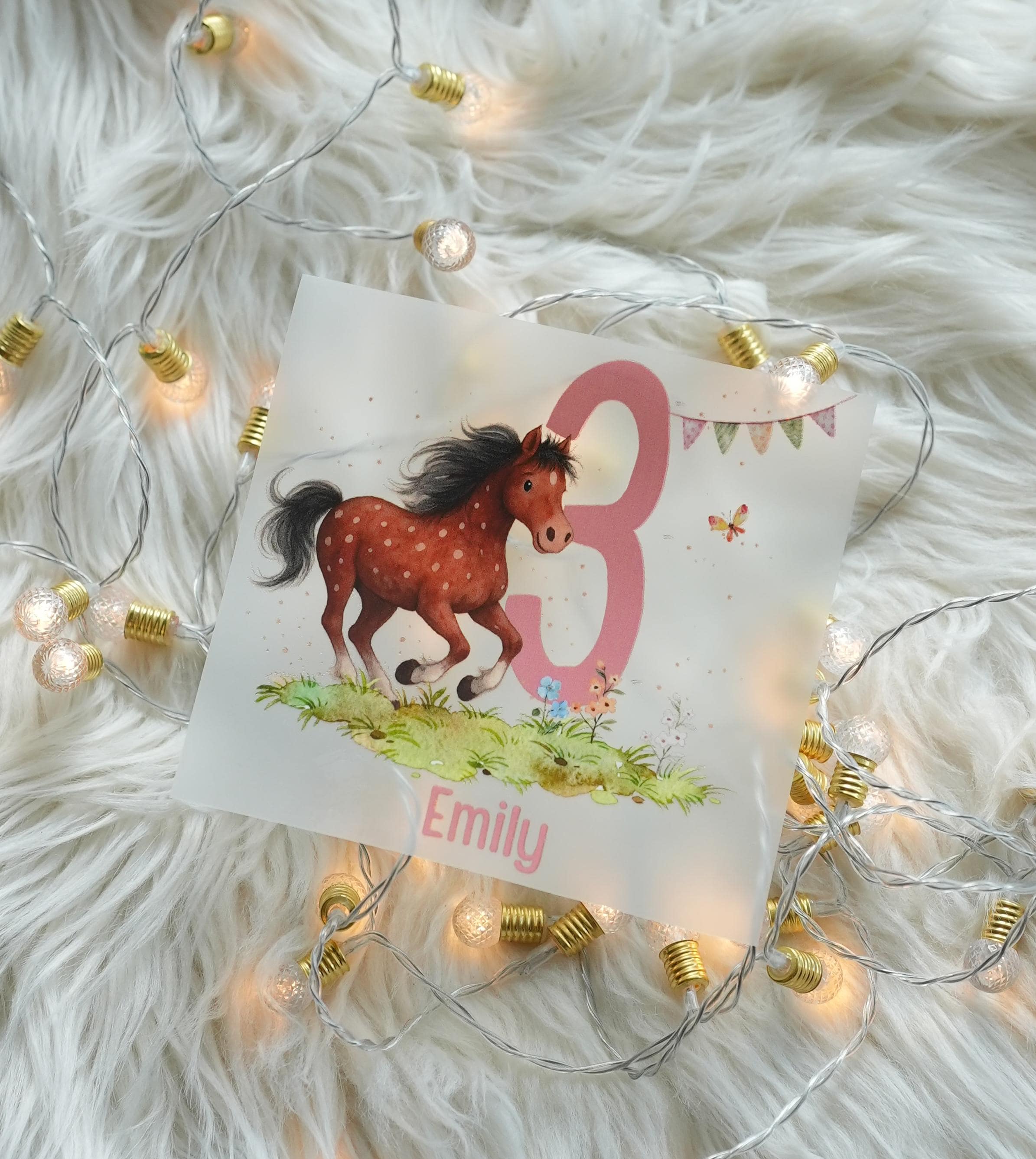 Bügelbild Pony Geburtstag – personalisiert mit Name & Zahl – Aufbügler DIY A4 A5 – Appliques & Patches