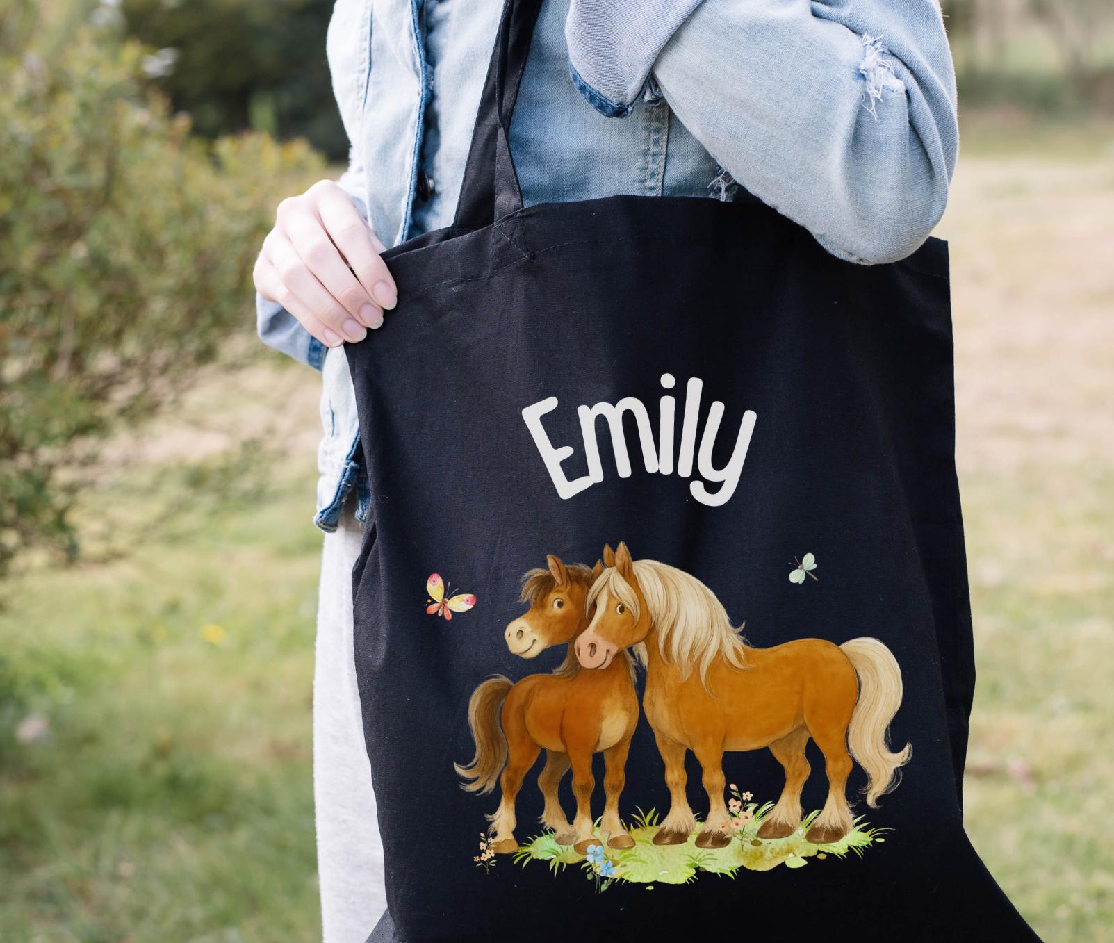 Pferde Turnbeutel mit Namen – personalisierte Tasche für Kita & Schule – Geschenk für – Team Sports & Gym Bags