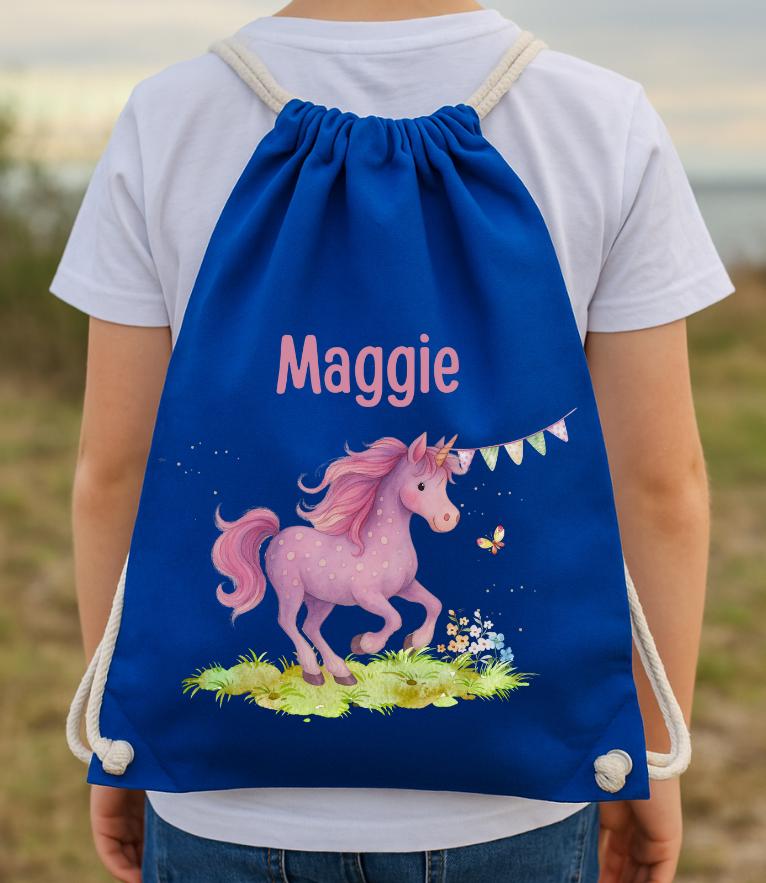 Einhorn Turnbeutel mit Namen – personalisierter Beutel – Zugbeutel garten Einschulung Geschenk – Team Sports & Gym Bags