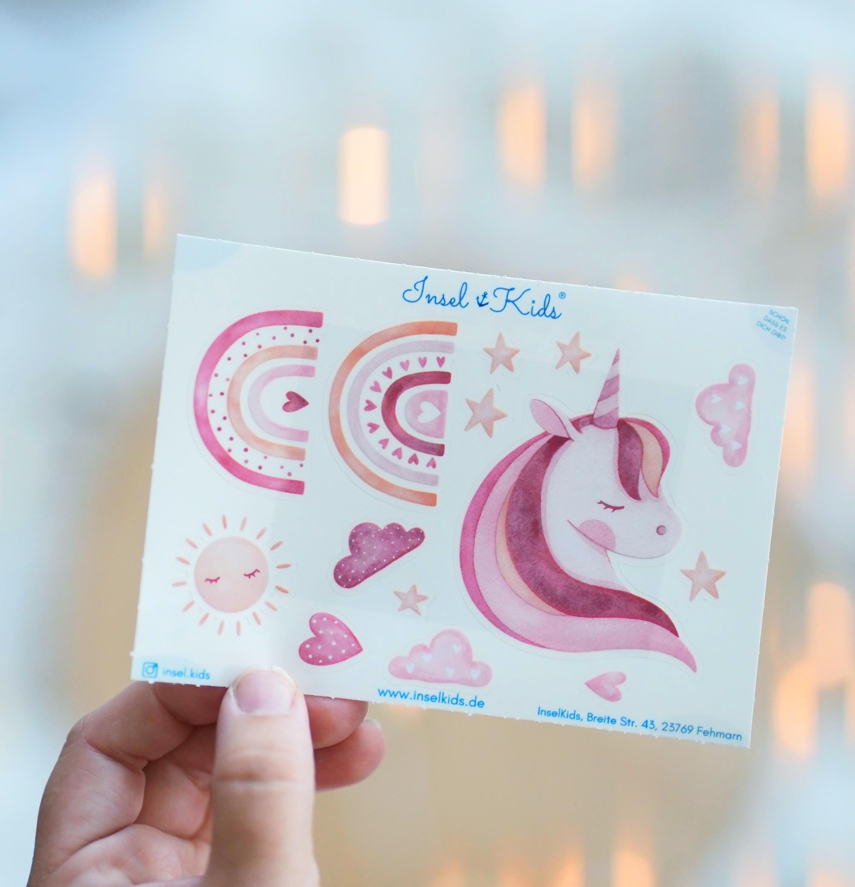 Einhorn Sticker Set – personalisiert & spülmaschinenfest – Boho Design für Brotdose, Trinkflasche, Schultüte – Geschenk Einschulung – Stickers