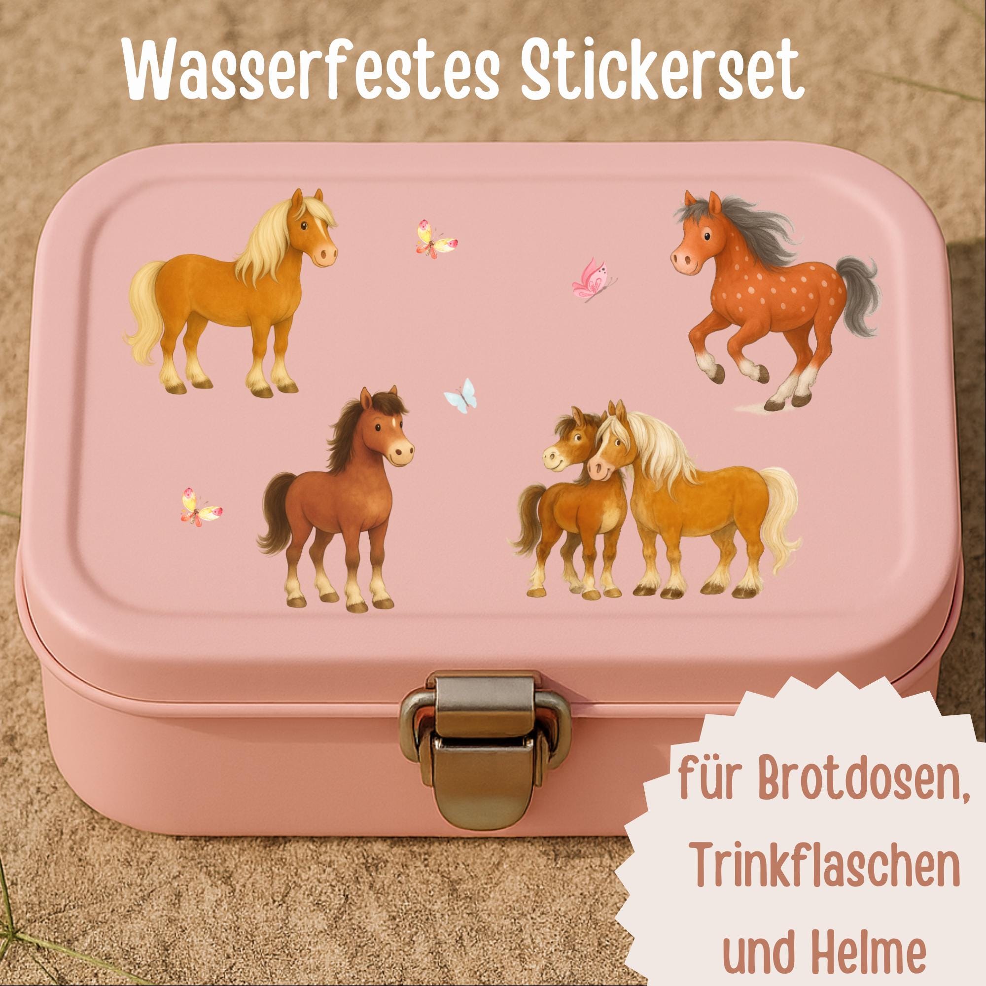 Pferde Sticker Set – wasserfest & spülmaschinenfest – Ponystickerset für Brotdose, Flasche – Stickers