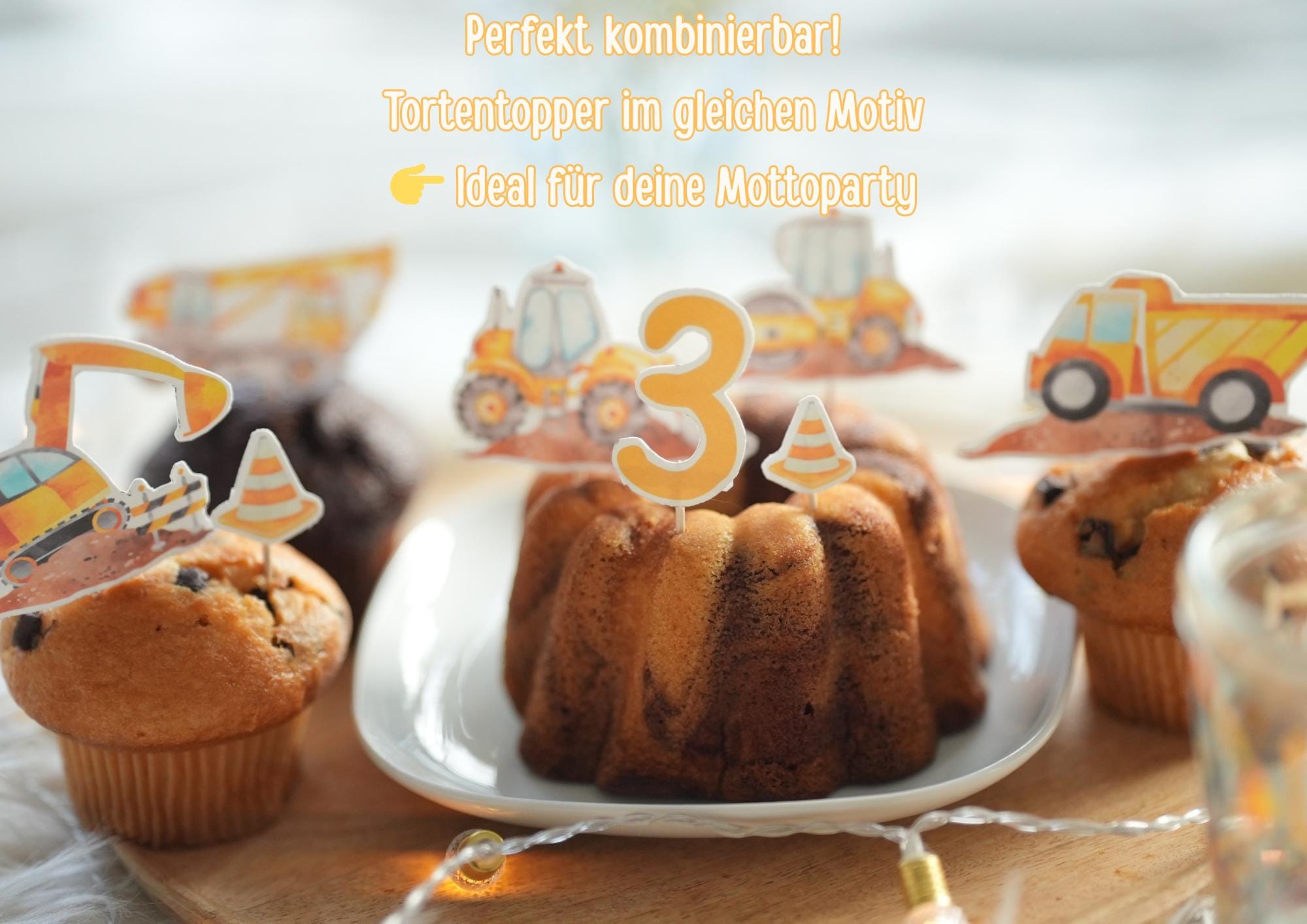 Tortenaufleger mit Foto – Bagger & Kran – personalisiertes für geburtstag – Baustellen-Deko – Party Decor