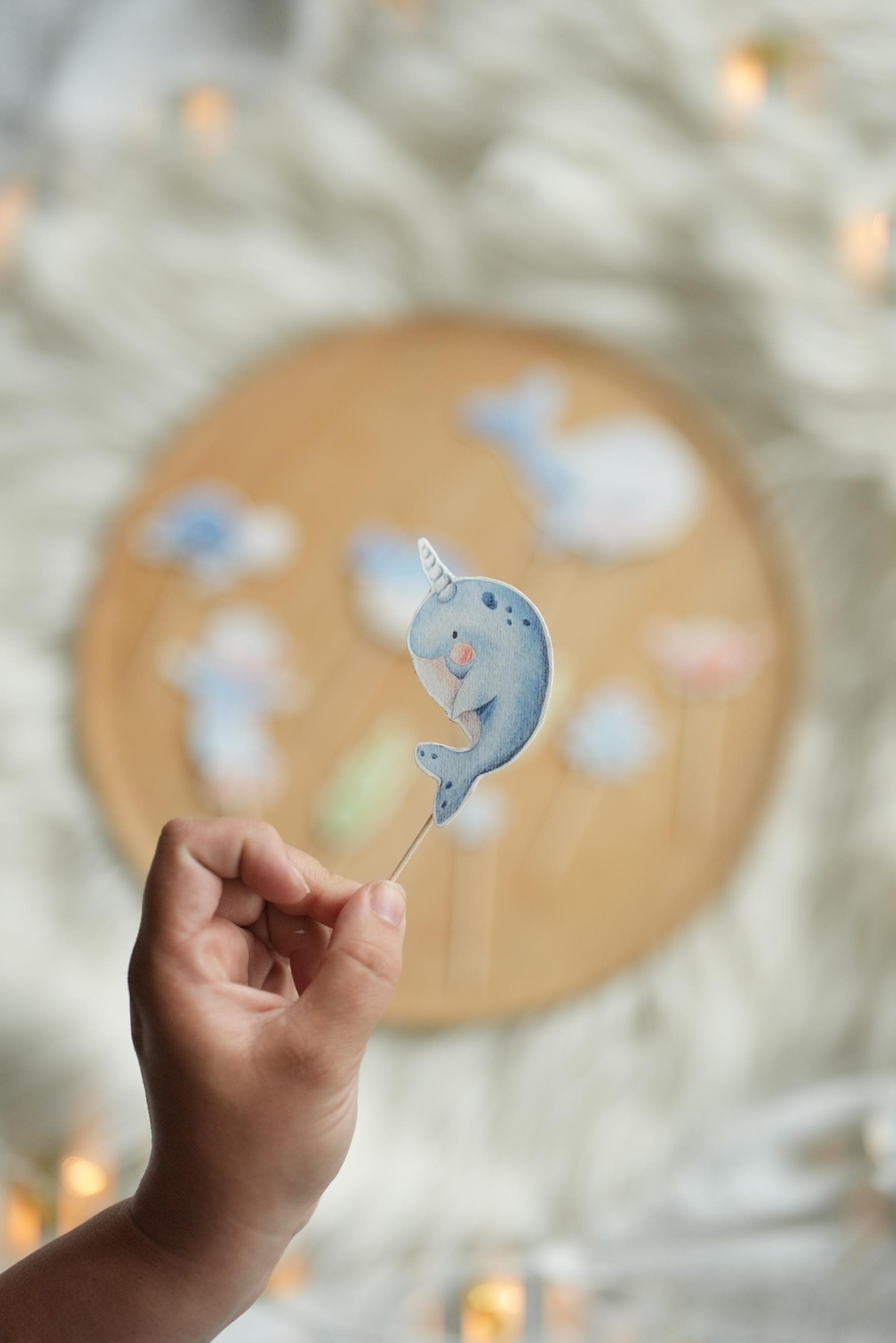 DIY Caketopper Meerestiere Bastelset – Torten Deko geburtstag – Narwal, Krabbe, Wal, Oktopus, Unterwasser Deko zum Ausschneiden – Party Decor