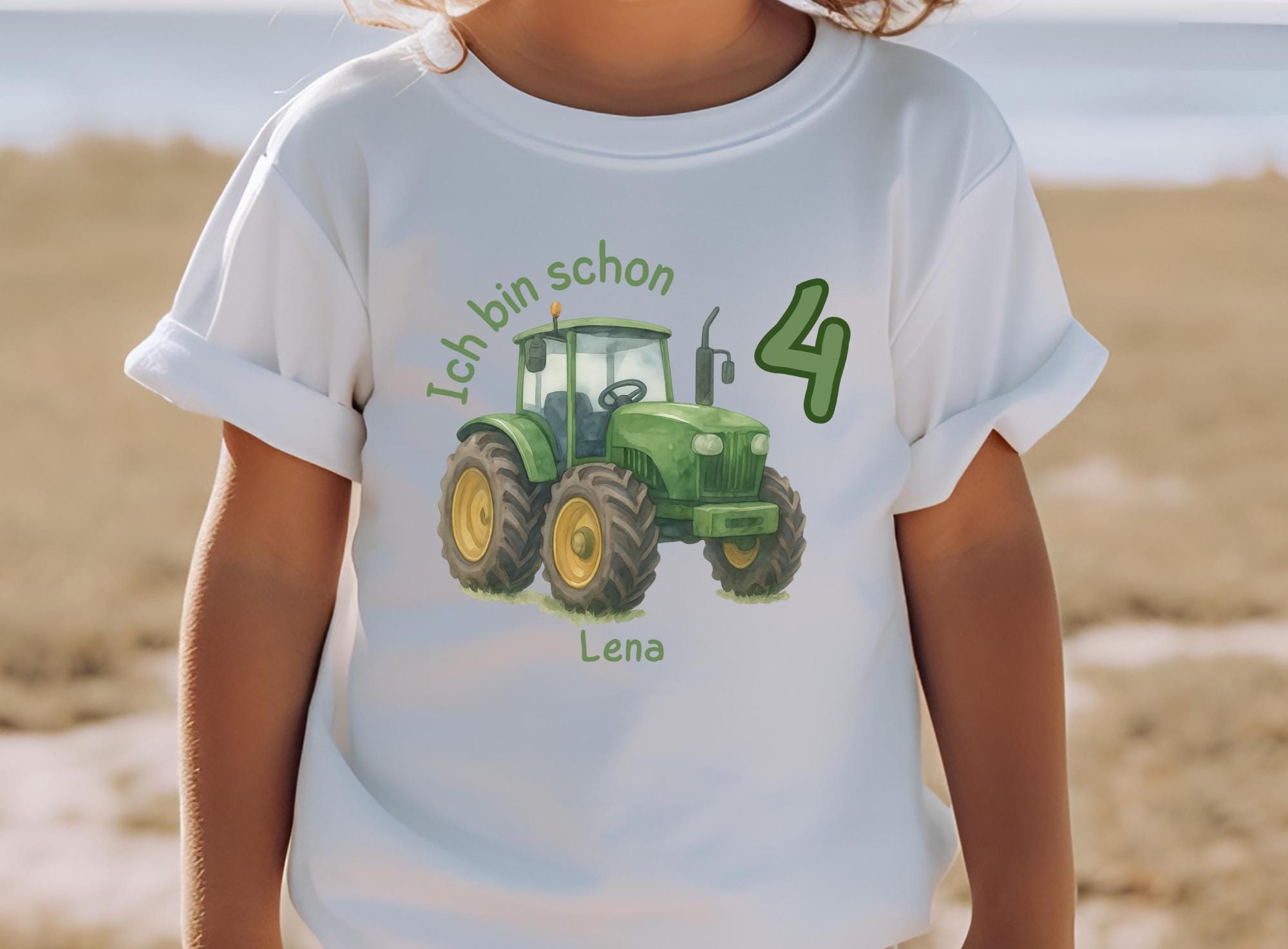 Geburtstagsshirt Traktor – „Ich bin schon…“ Shirt mit Zahl & Name – personalisiert – Aquarell-Traktor – 80–128 – Geschenk – T-shirts