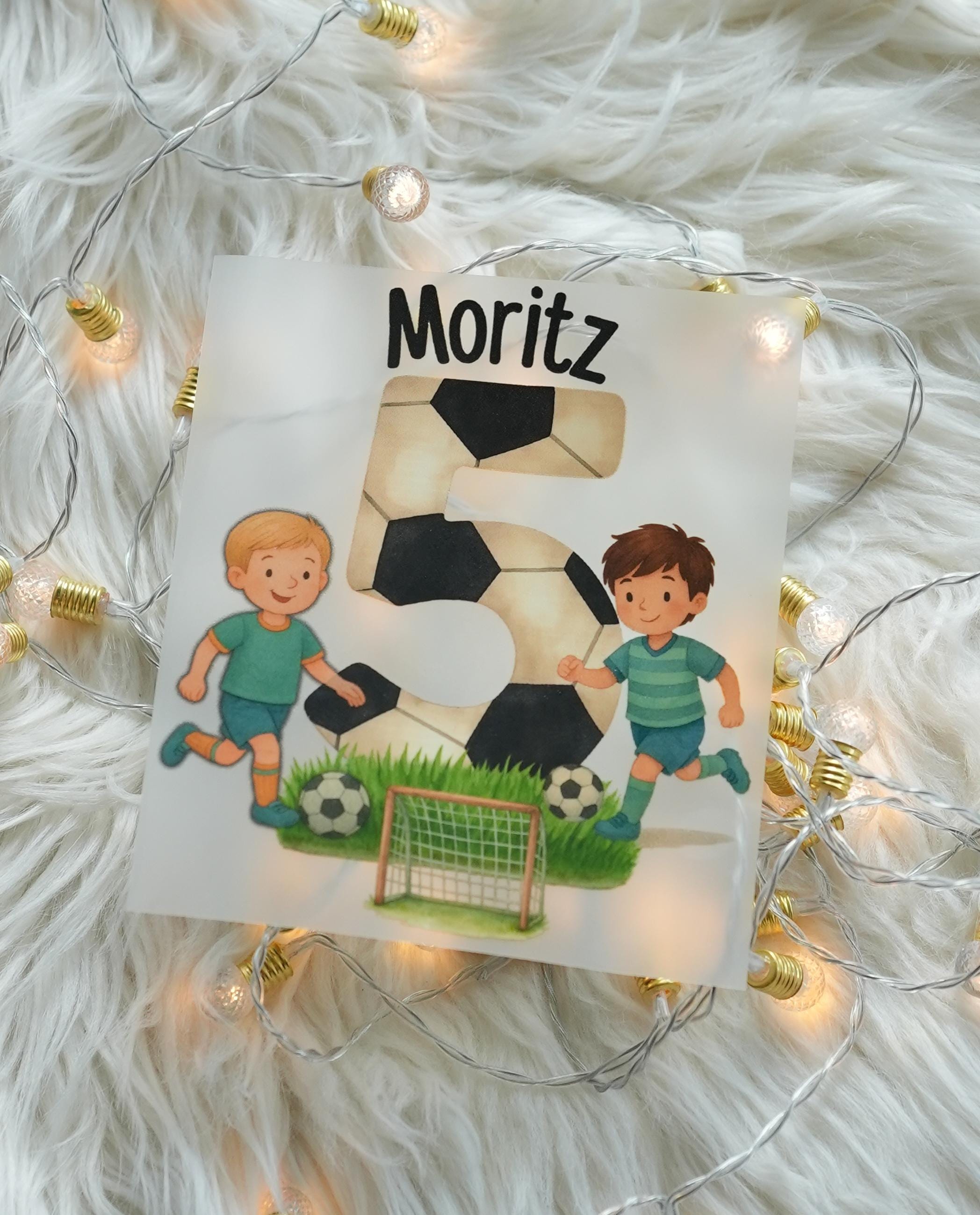 Bügelbild Fußball Geburtstag – personalisiert mit Name & Zahl – Aufbügler A4 A5 DIY – Appliques & Patches