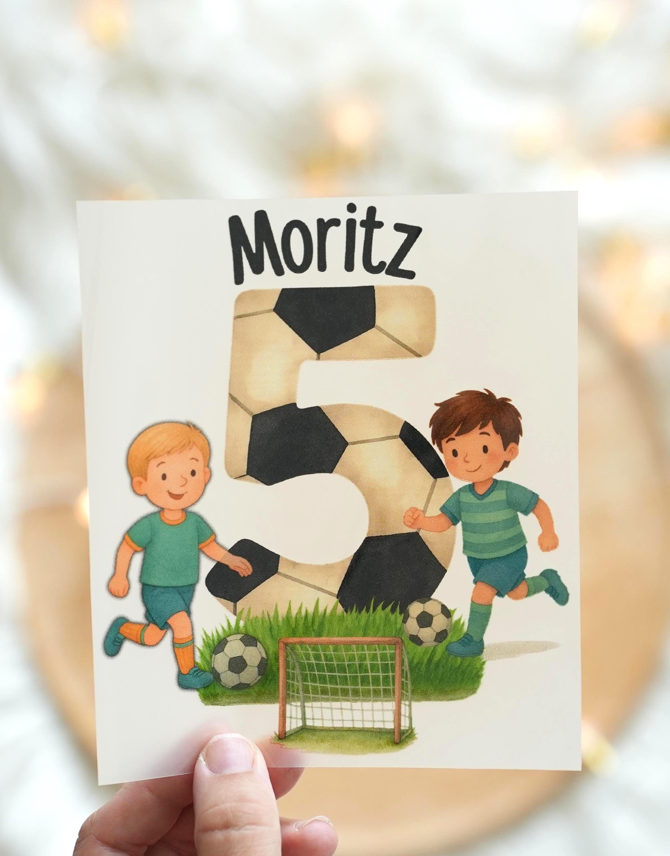Bügelbild Fußball Geburtstag – personalisiert mit Name & Zahl – Aufbügler A4 A5 DIY – Appliques & Patches
