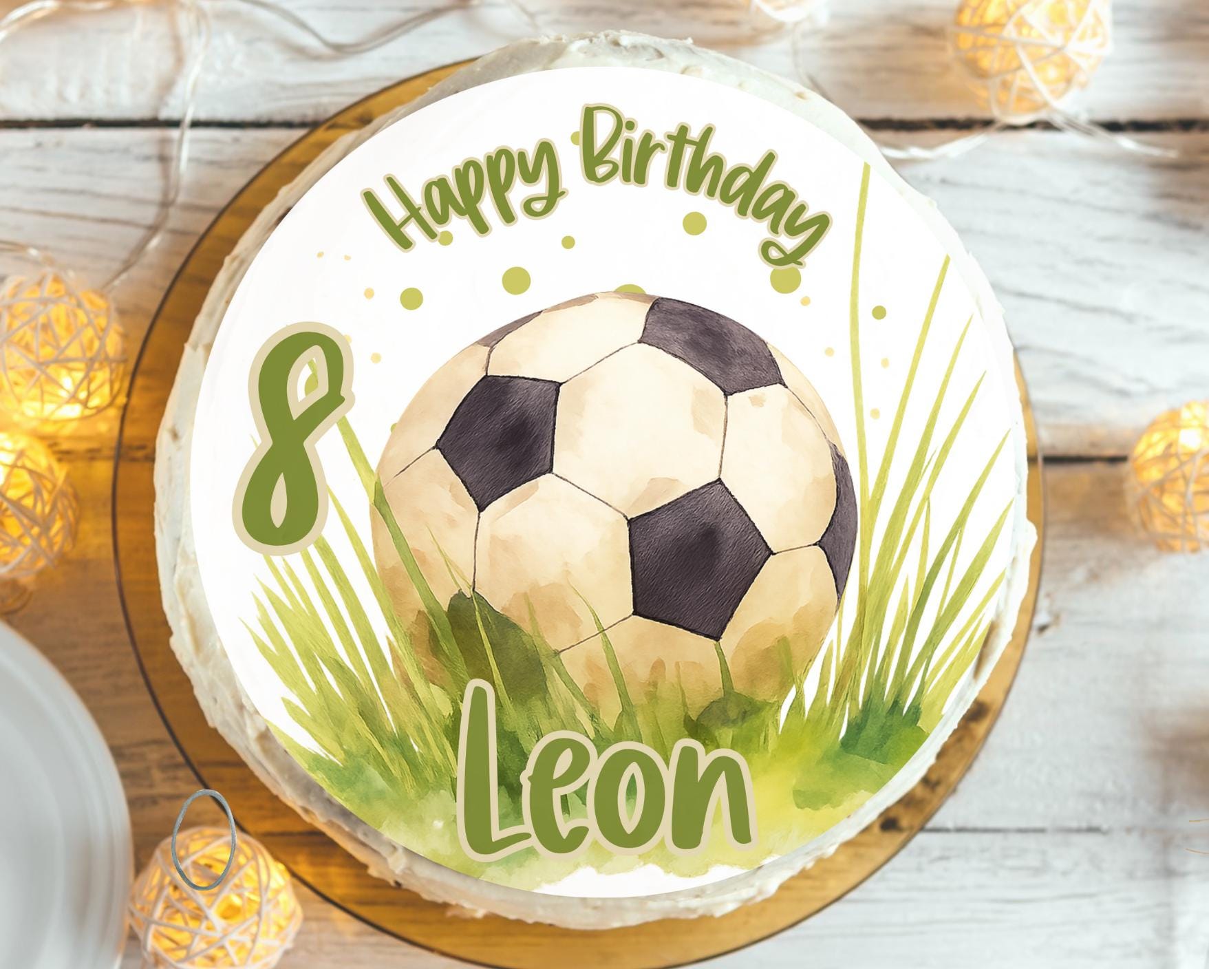Tortenaufleger Fußball personalisiert – Geburtstag – Tortenbild mit Name & Zahl – geburtstag Fußball Deko Motto – Party Decor
