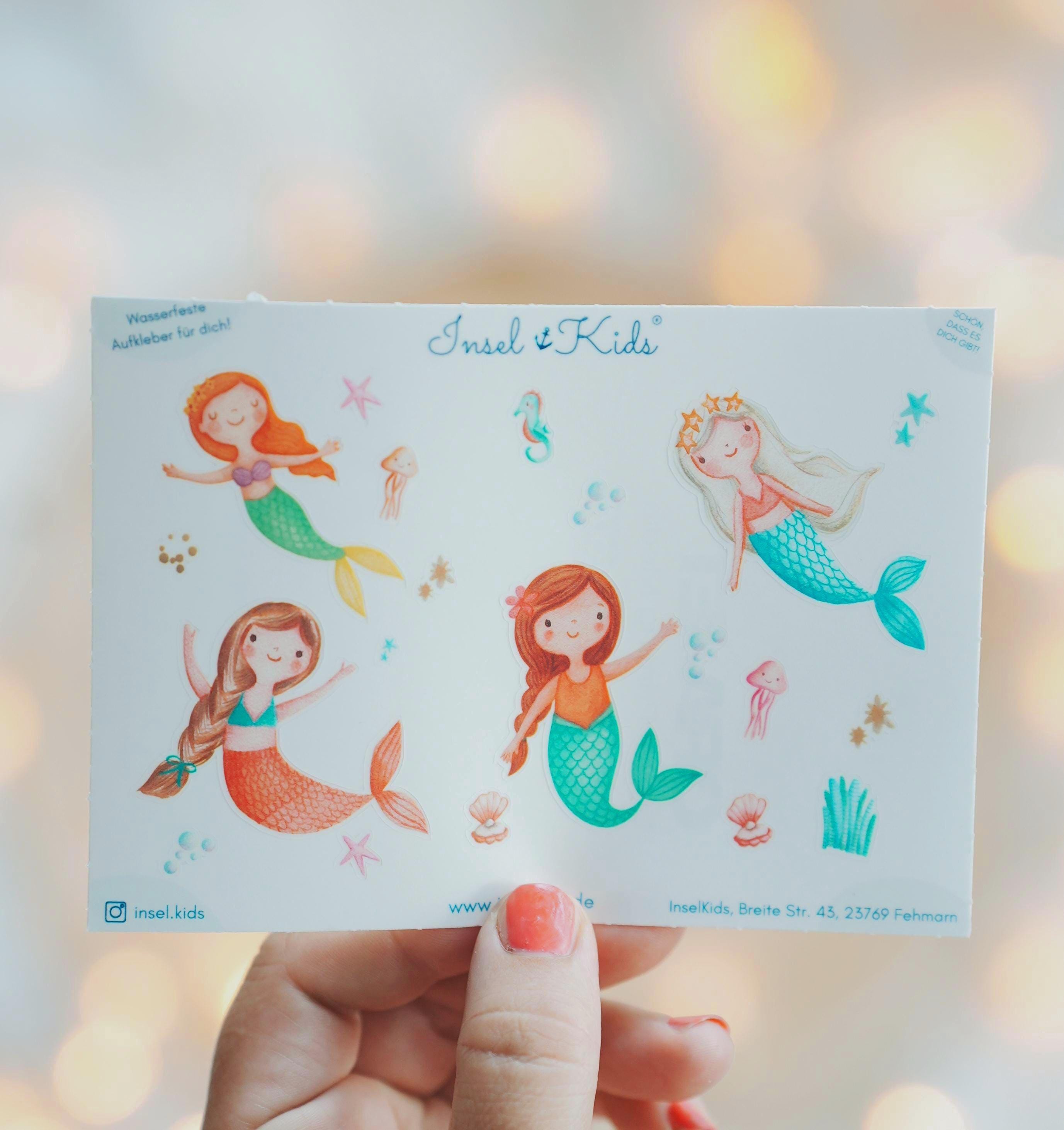 Sticker Set türkis Meerjungfrau – spülmaschinenfest & wasserfest – ideal für Kita, Brotdose, Trinkflasche – Stickerbogen – Stickers