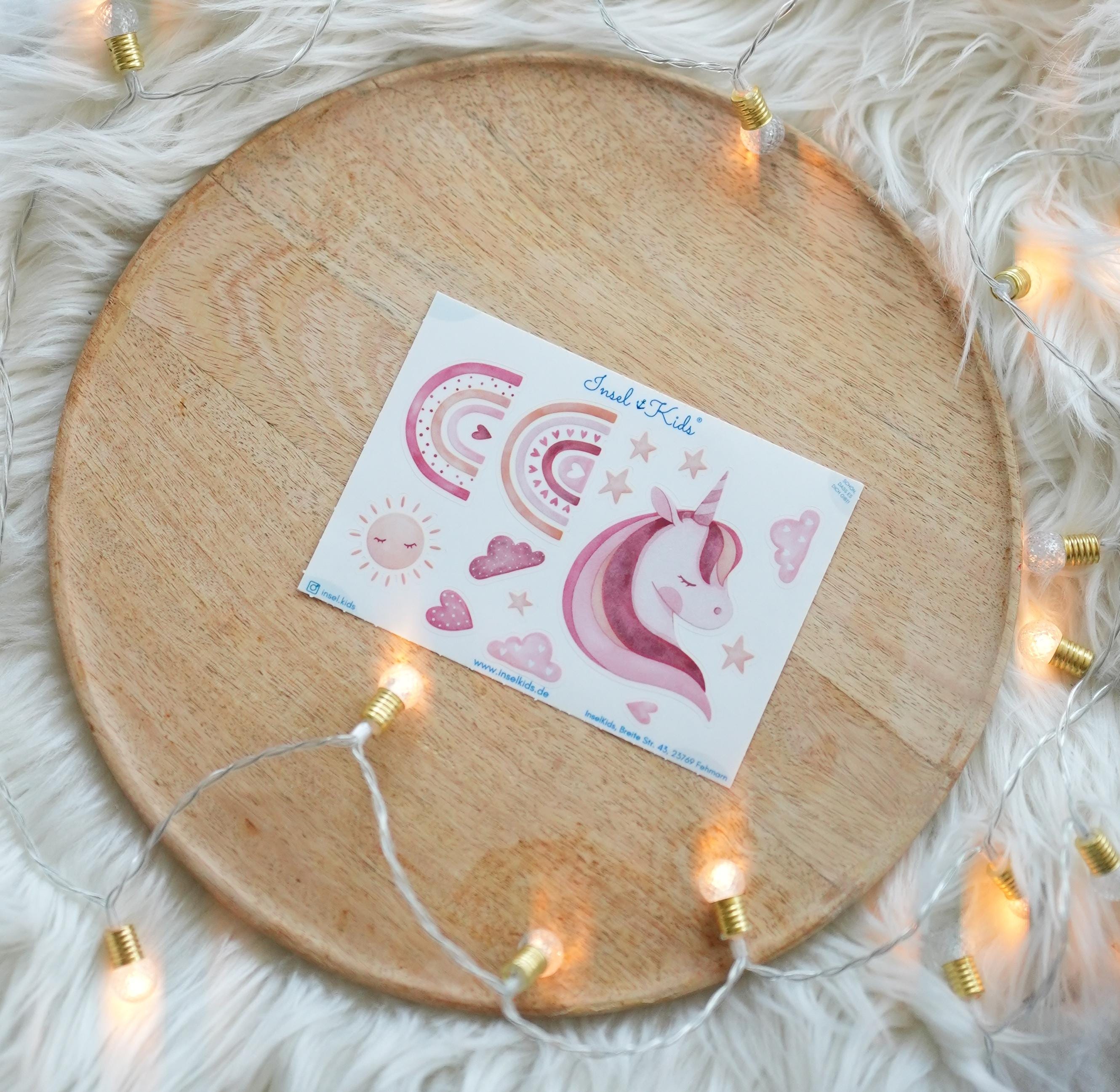 Einhorn Sticker Set – personalisiert & spülmaschinenfest – Boho Design für Brotdose, Trinkflasche, Schultüte – Geschenk Einschulung – Stickers