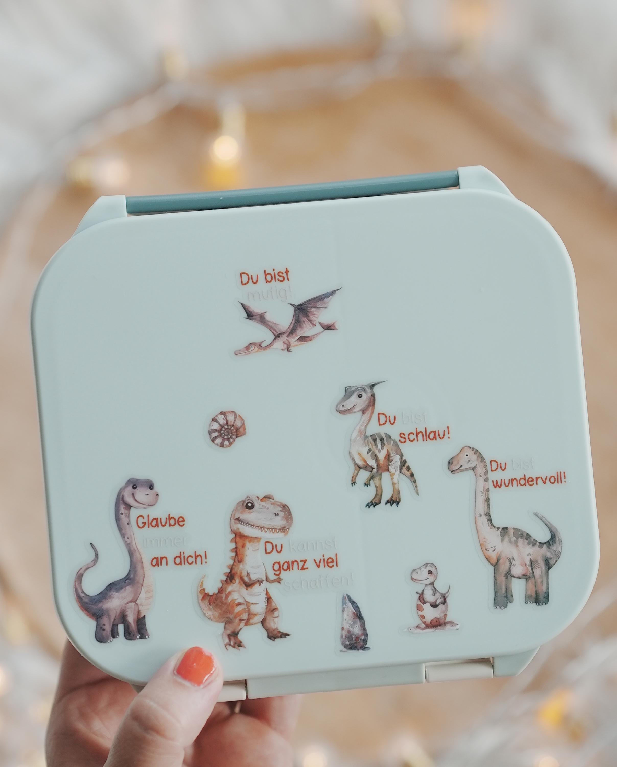 Dino Sticker mit Affirmationen – für Brotdose & Trinkflasche – Mutmacher Geschenk zur Einschulung – Stickers