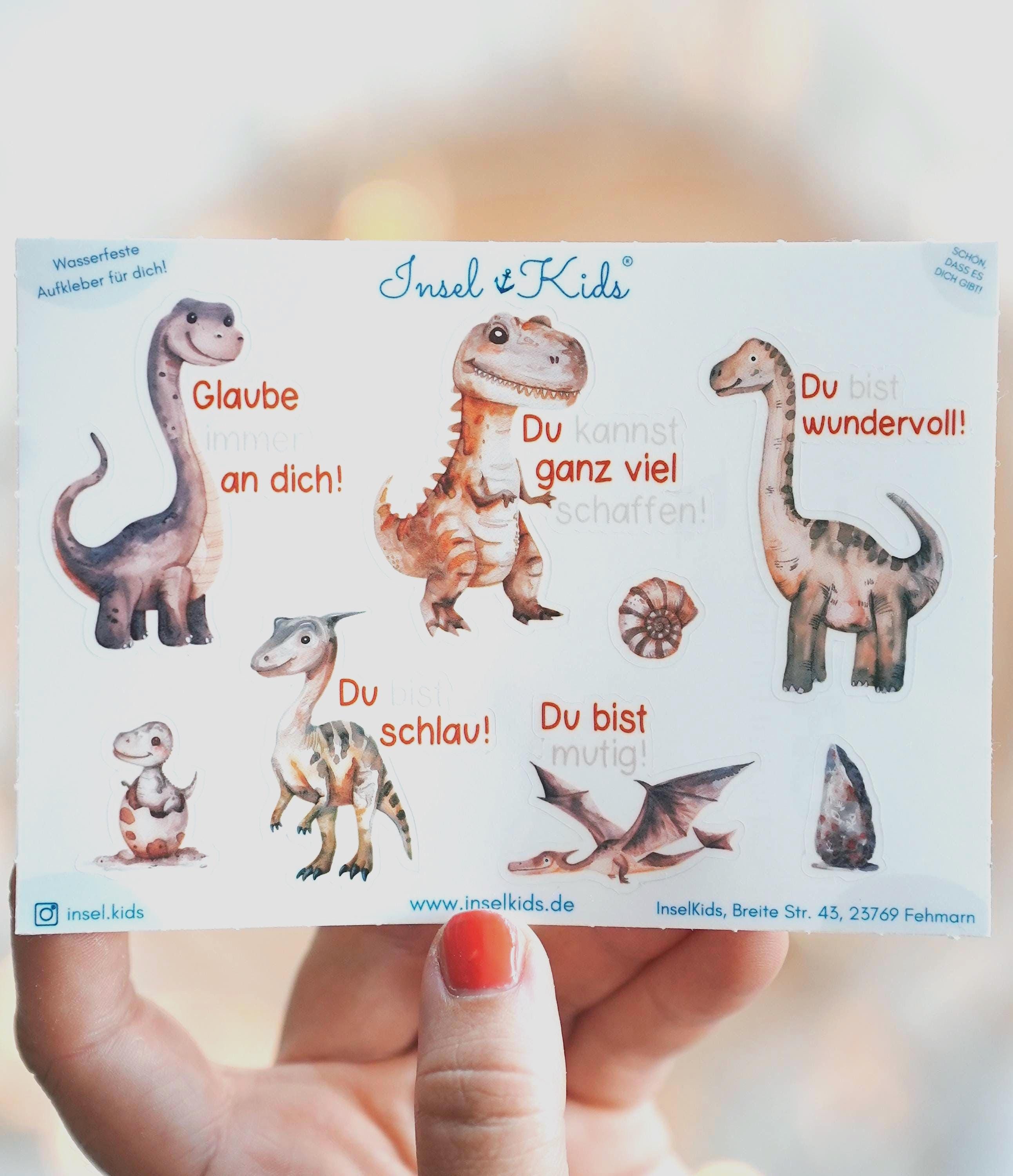 Dino Sticker mit Affirmationen – für Brotdose & Trinkflasche – Mutmacher Geschenk zur Einschulung – Stickers
