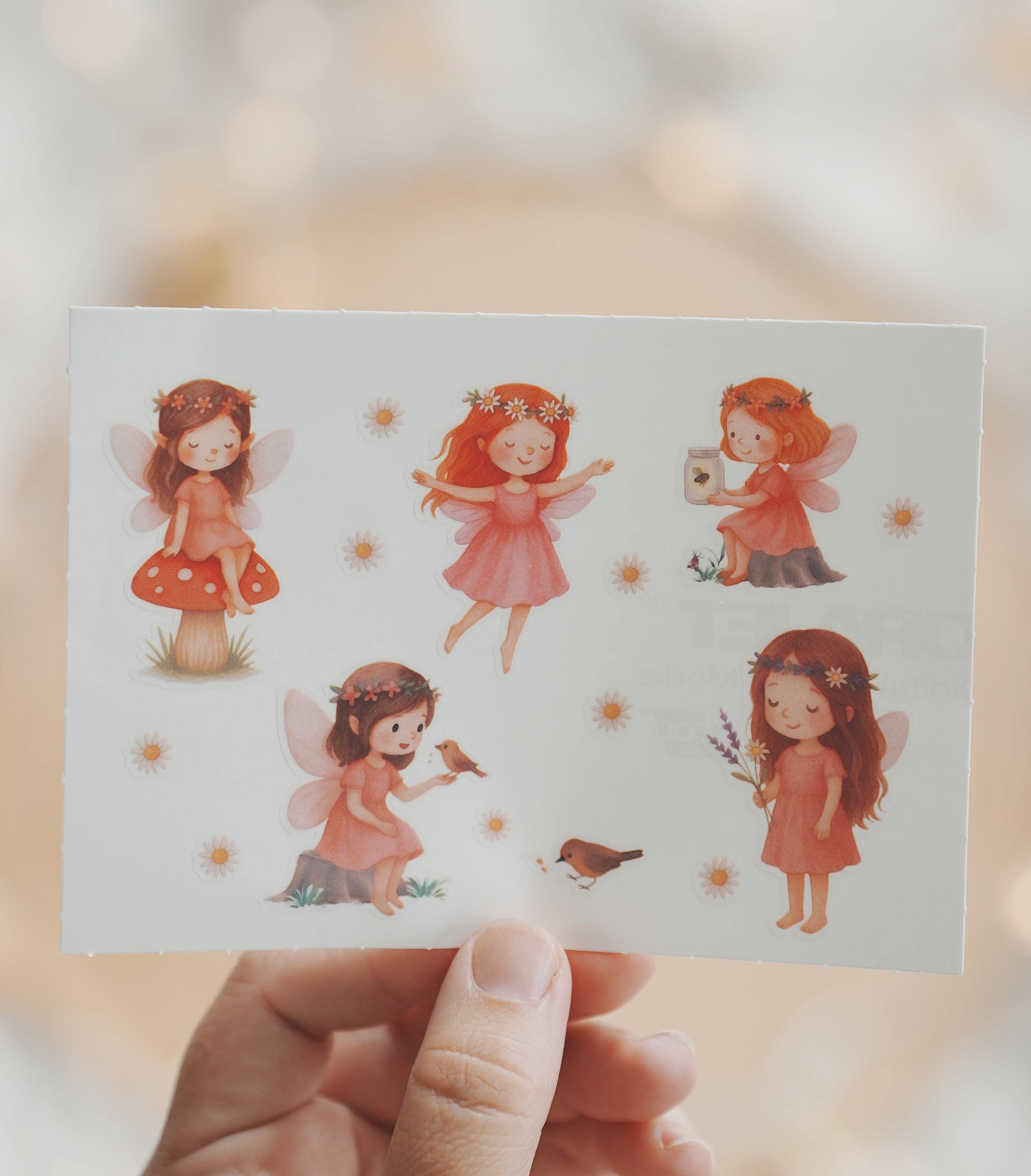 Sticker Set Blumenfee – Wasserfeste Feen Sticker für – Gänseblümchen Aufkleber – Aquarell Sticker A6 A5 A4 – für Brotdosen & Flaschen – Stickers