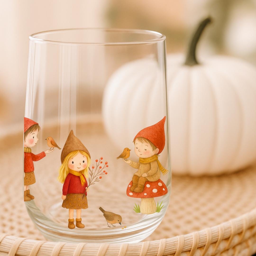 Herbst Sticker Waldkinder – wasserfeste Aufkleber für Windlichter & DIY – Deko Glas Herbst – Vinyl Sticker Set zum Basteln und Verschenken – Stickers