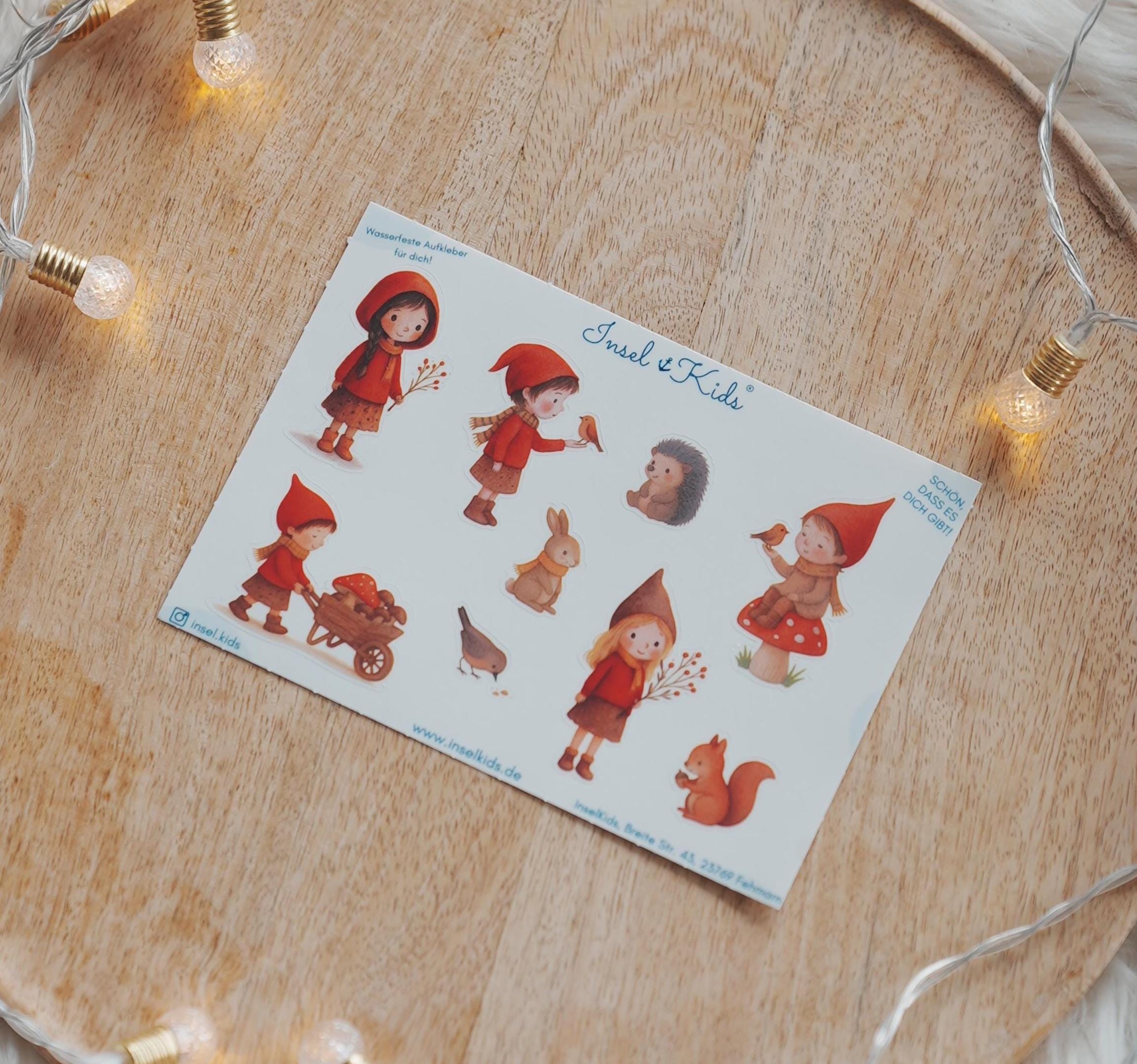 Herbst Sticker Waldkinder – wasserfeste Aufkleber für Windlichter & DIY – Deko Glas Herbst – Vinyl Sticker Set zum Basteln und Verschenken – Stickers