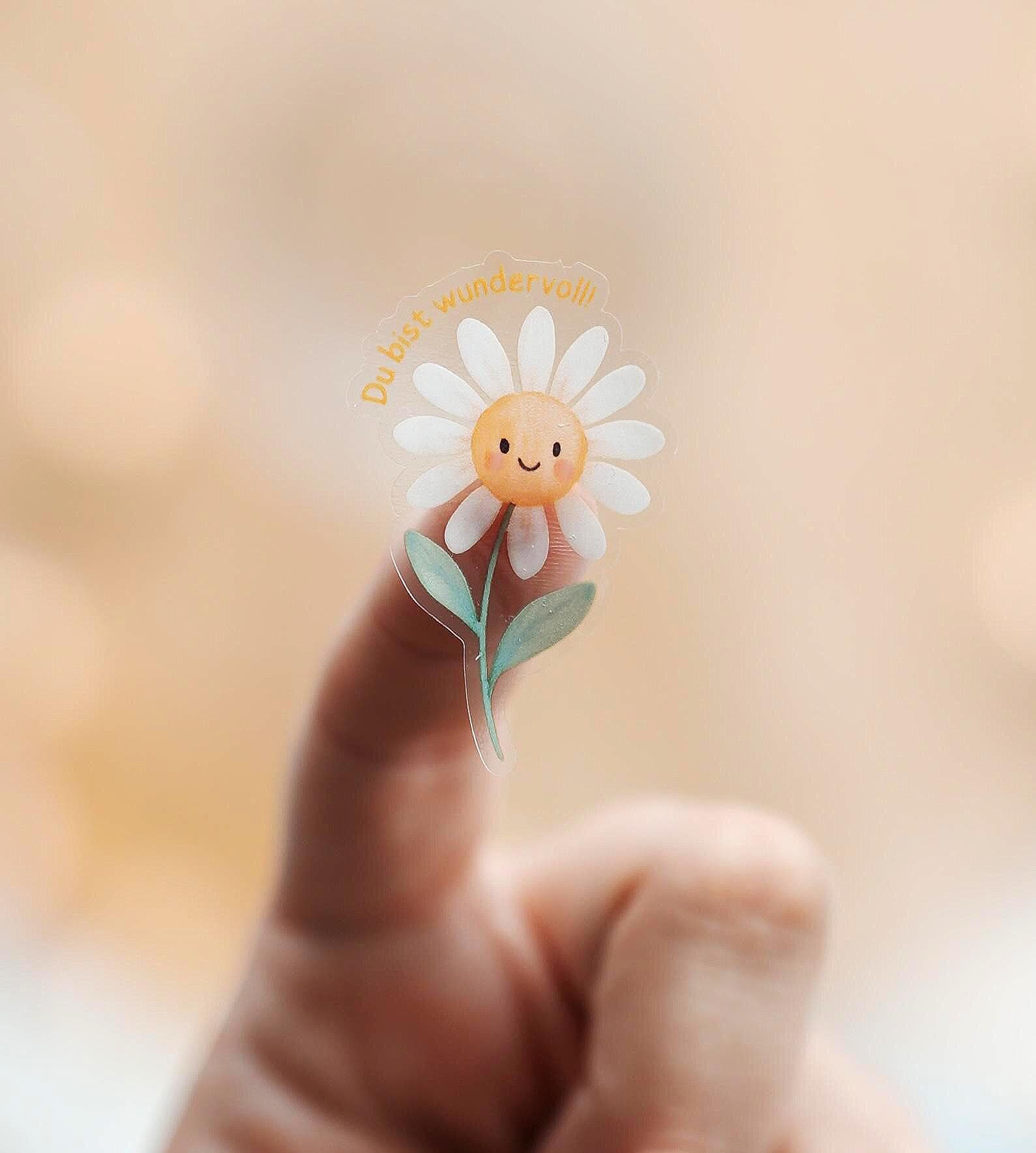 Mutmach-Sticker – wasserfest & spülmaschinenfest – A6 A5 A4 – Blumen mit Affirmationen – für Brotdose, Kita, Schule – Stickers