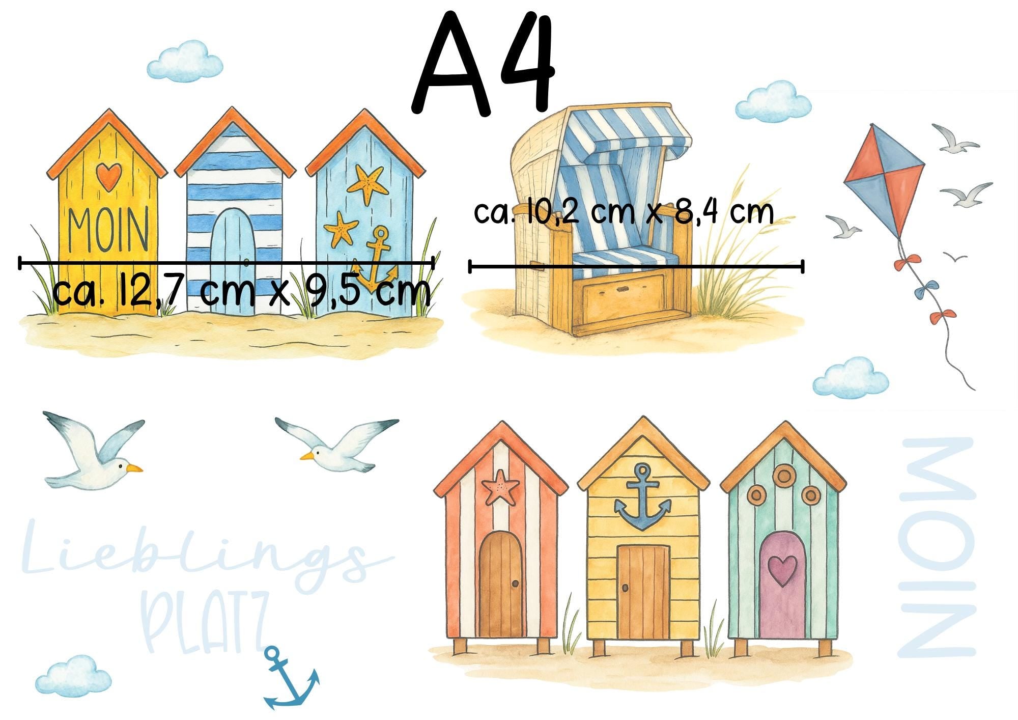 Fensterbild Strandhaus – wiederverwendbar & statisch haftend – maritime Deko Fenster Küche, Bad, Flur, Lieblingsplatz –