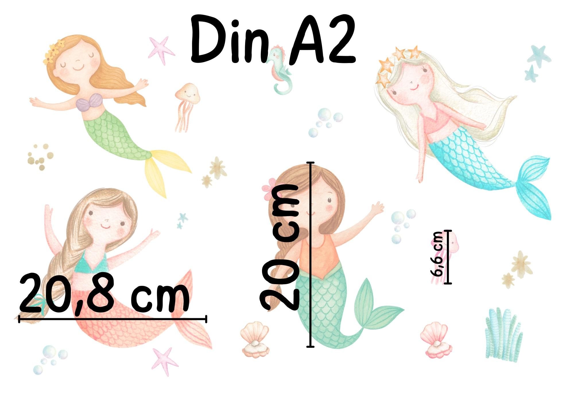 Fensterbild Meerjungfrau Kinderzimmer – Fensterdeko statisch haftend & wiederverwendbar – Fenstersticker Mädchen Unterwasserwelt –