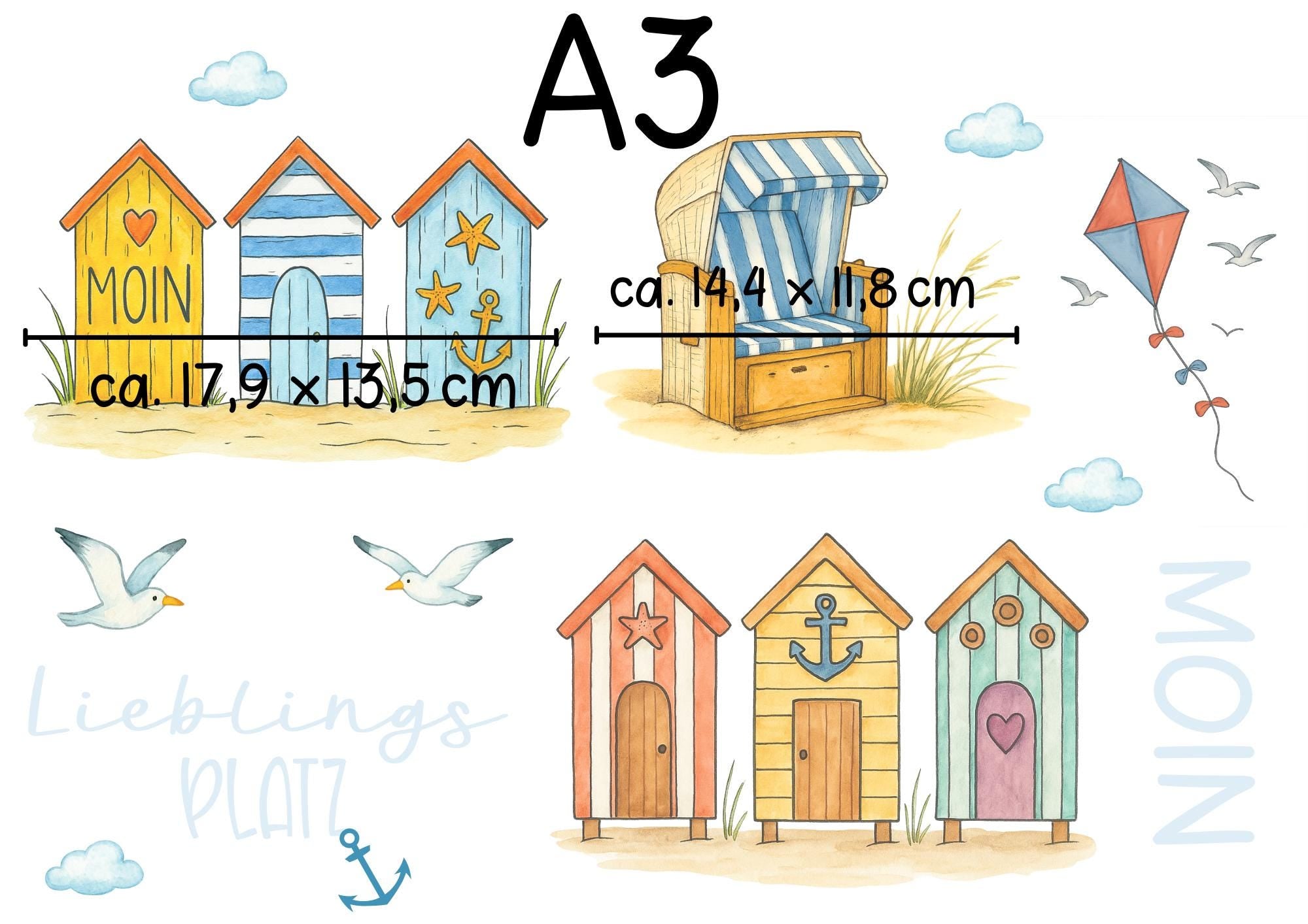 Fensterbild Strandhaus – wiederverwendbar & statisch haftend – maritime Deko Fenster Küche, Bad, Flur, Lieblingsplatz –